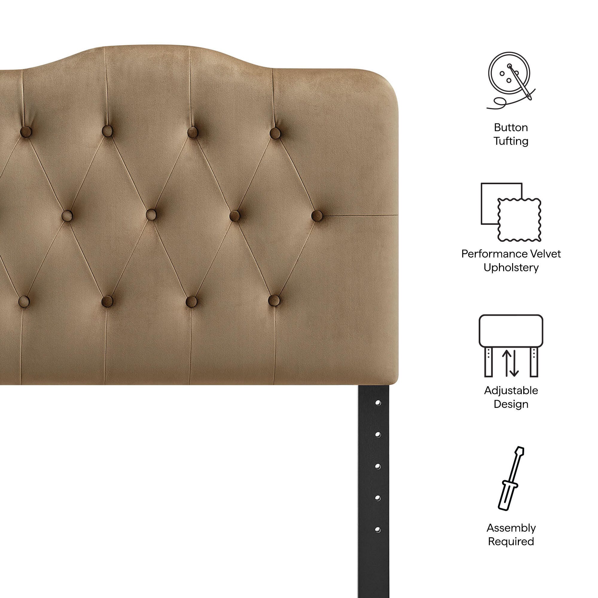 Modway Annabel Diamond Tufted Twin Headboard, Taupe, large