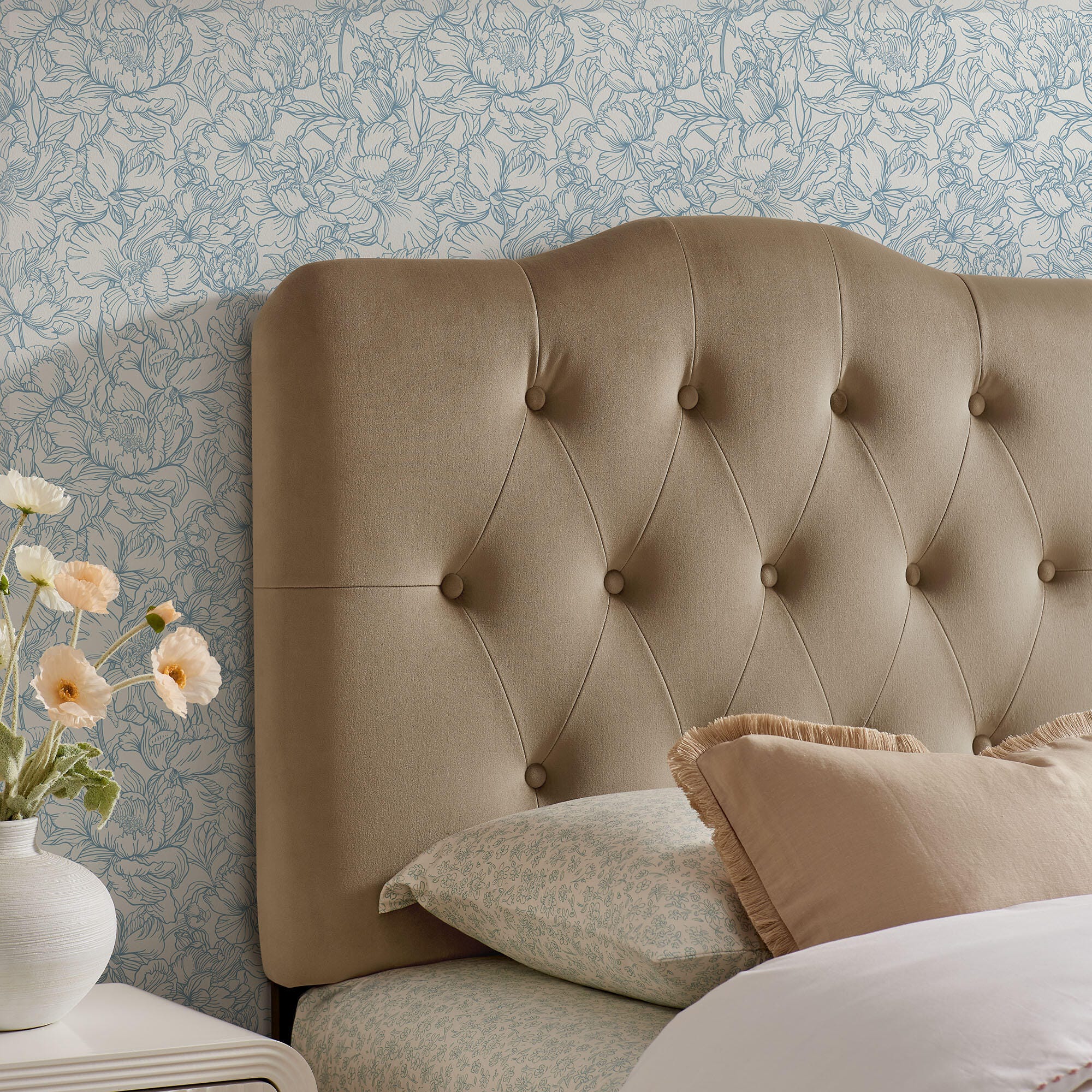 Modway Annabel Diamond Tufted Twin Headboard, Taupe, large
