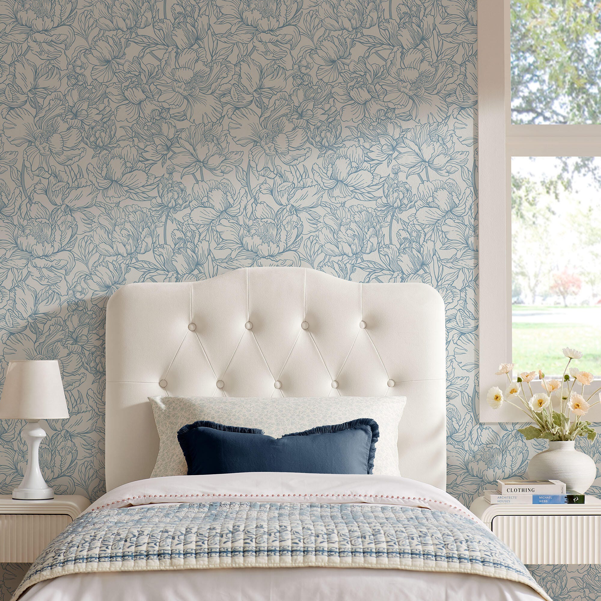 Modway Annabel Diamond Tufted Twin Headboard, Alabaster, large