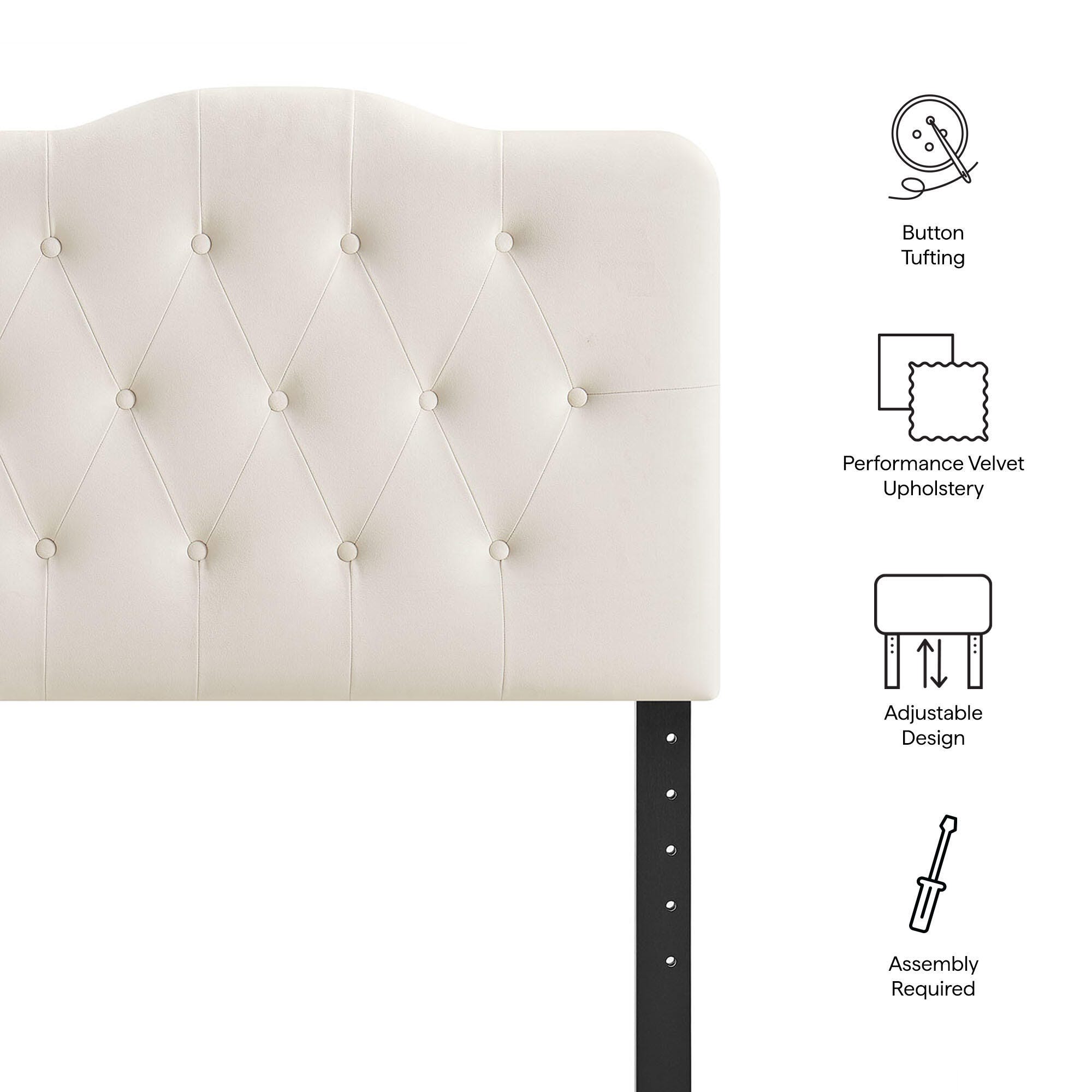 Modway Annabel Diamond Tufted Twin Headboard, Alabaster, large
