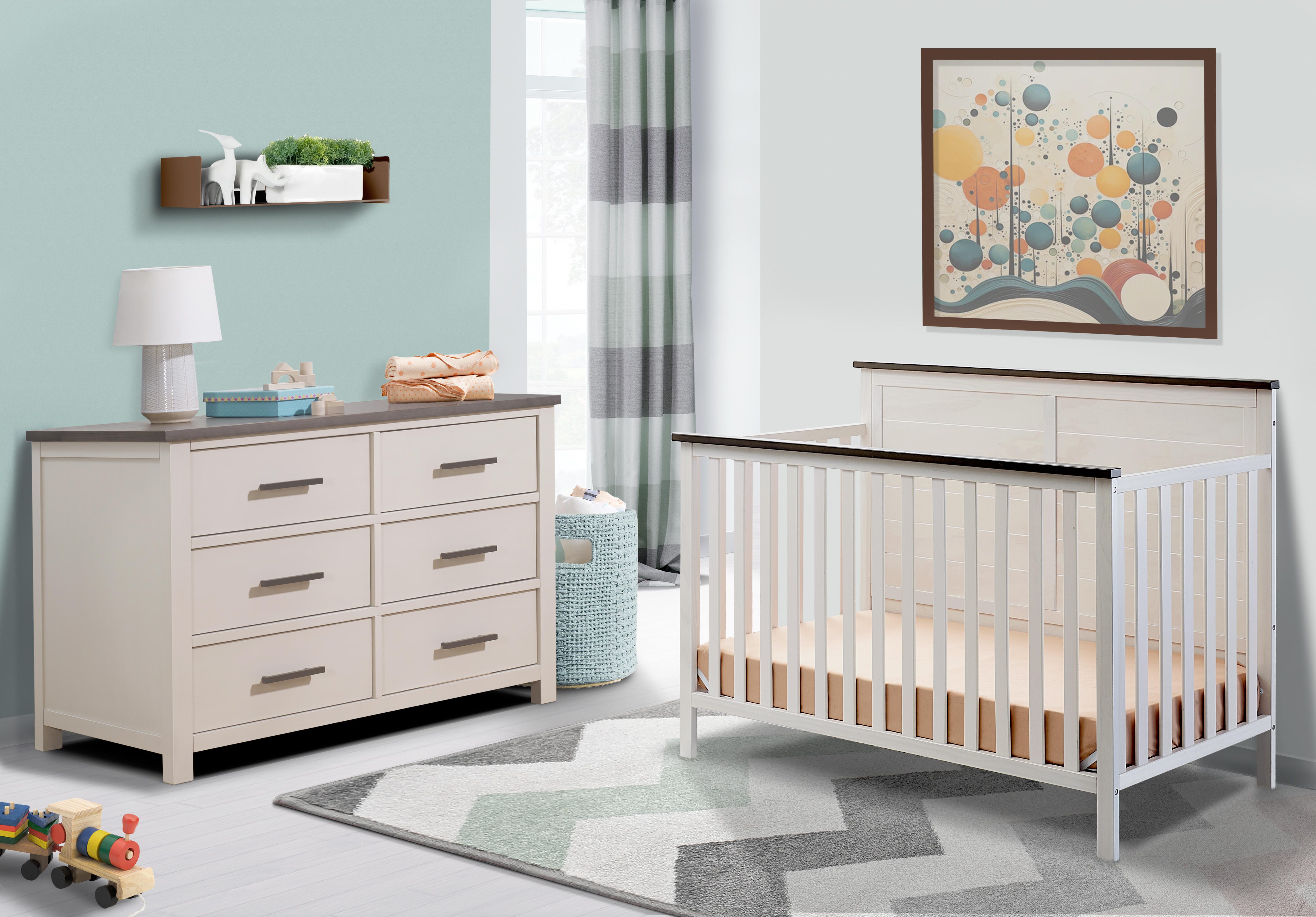 Sorelle Furniture Ashley 4-in-1 Convertible Crib, Chocolate/White, rollover