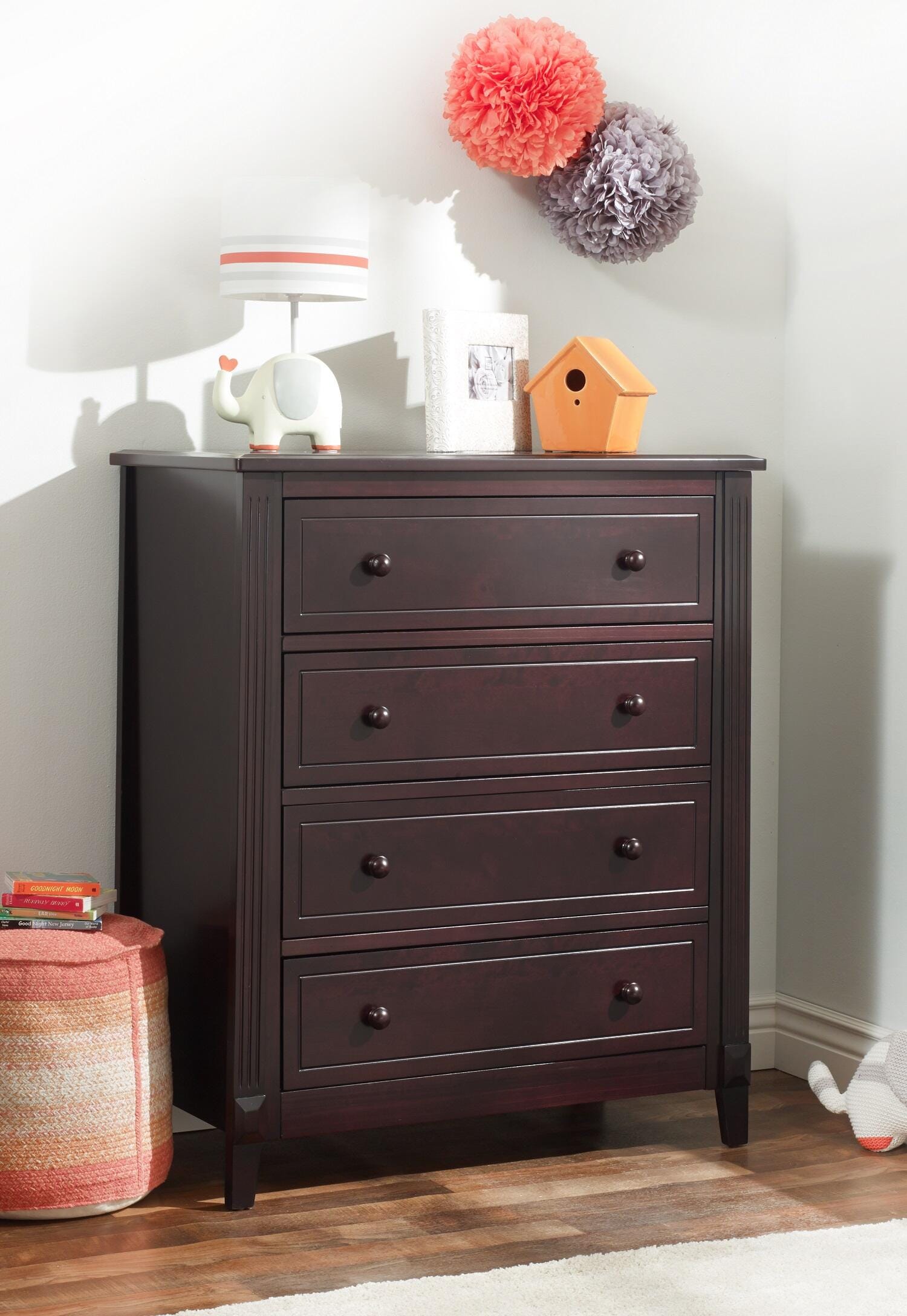 Sorelle Furniture Berkley 4 Drawer Chest of Drawers, Espresso, rollover