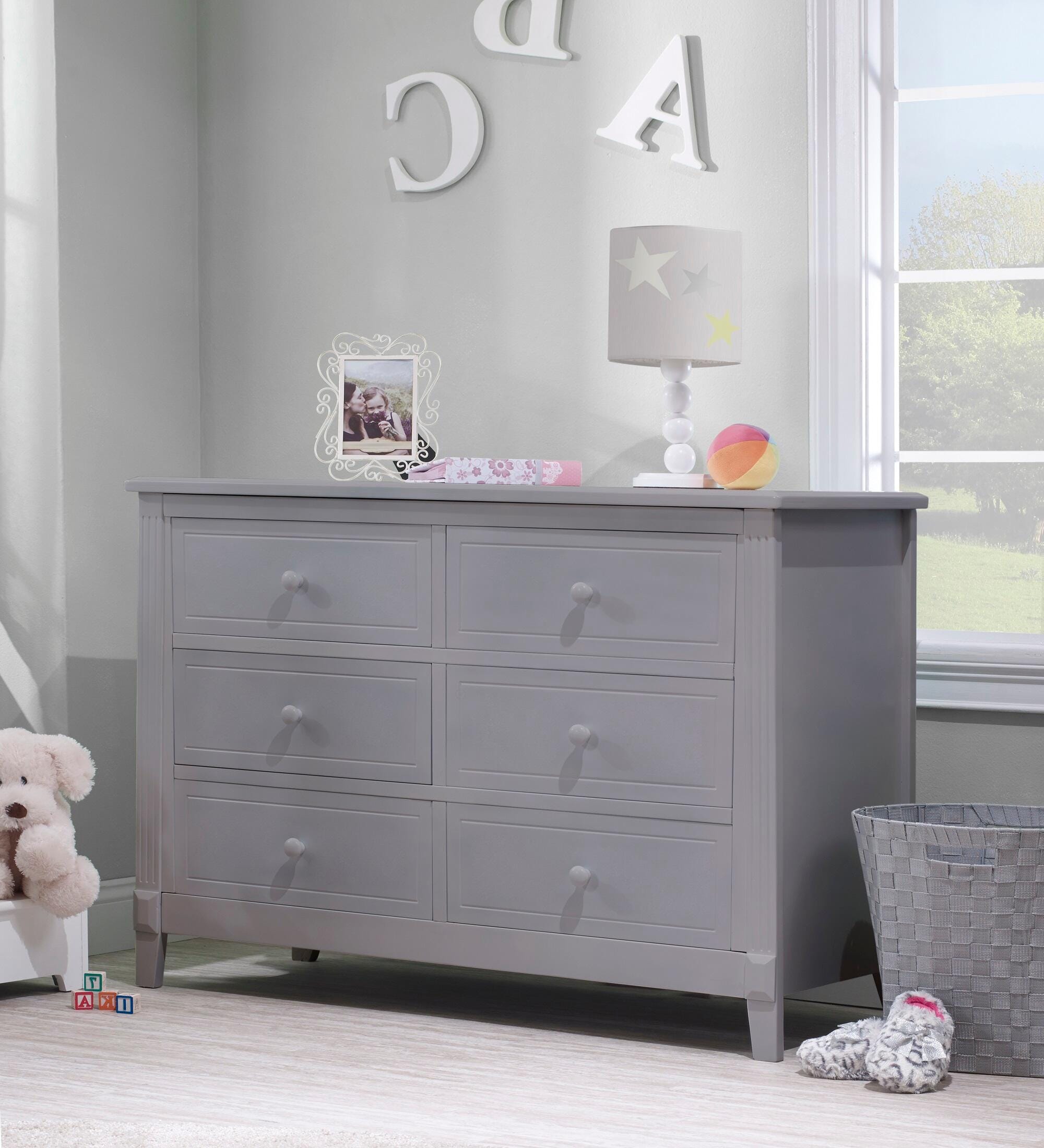 Sorelle Furniture Berkley 6 Drawer Dresser, Gray, rollover
