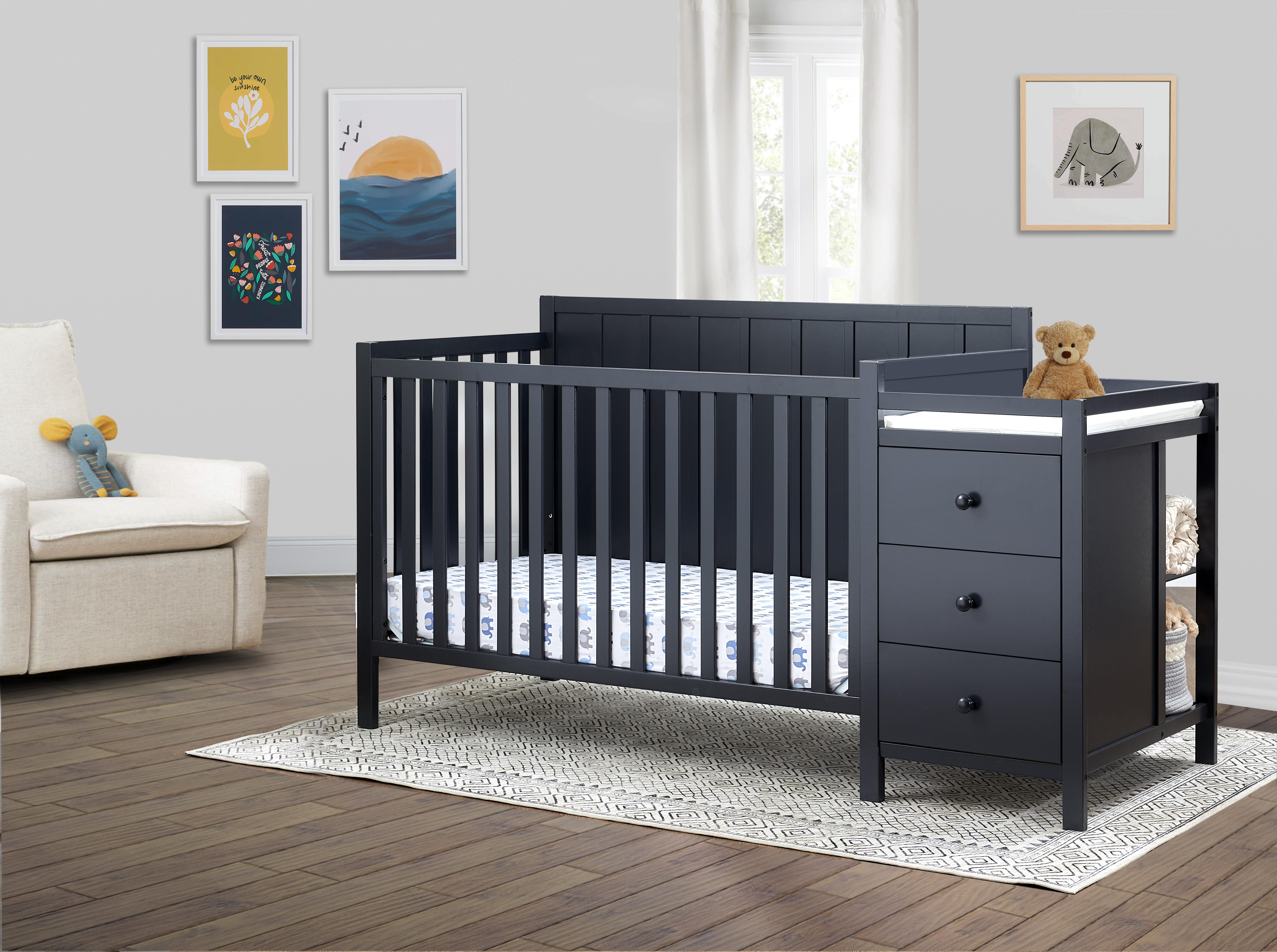 Sorelle Furniture Essex Crib and Changer, Midnight, rollover