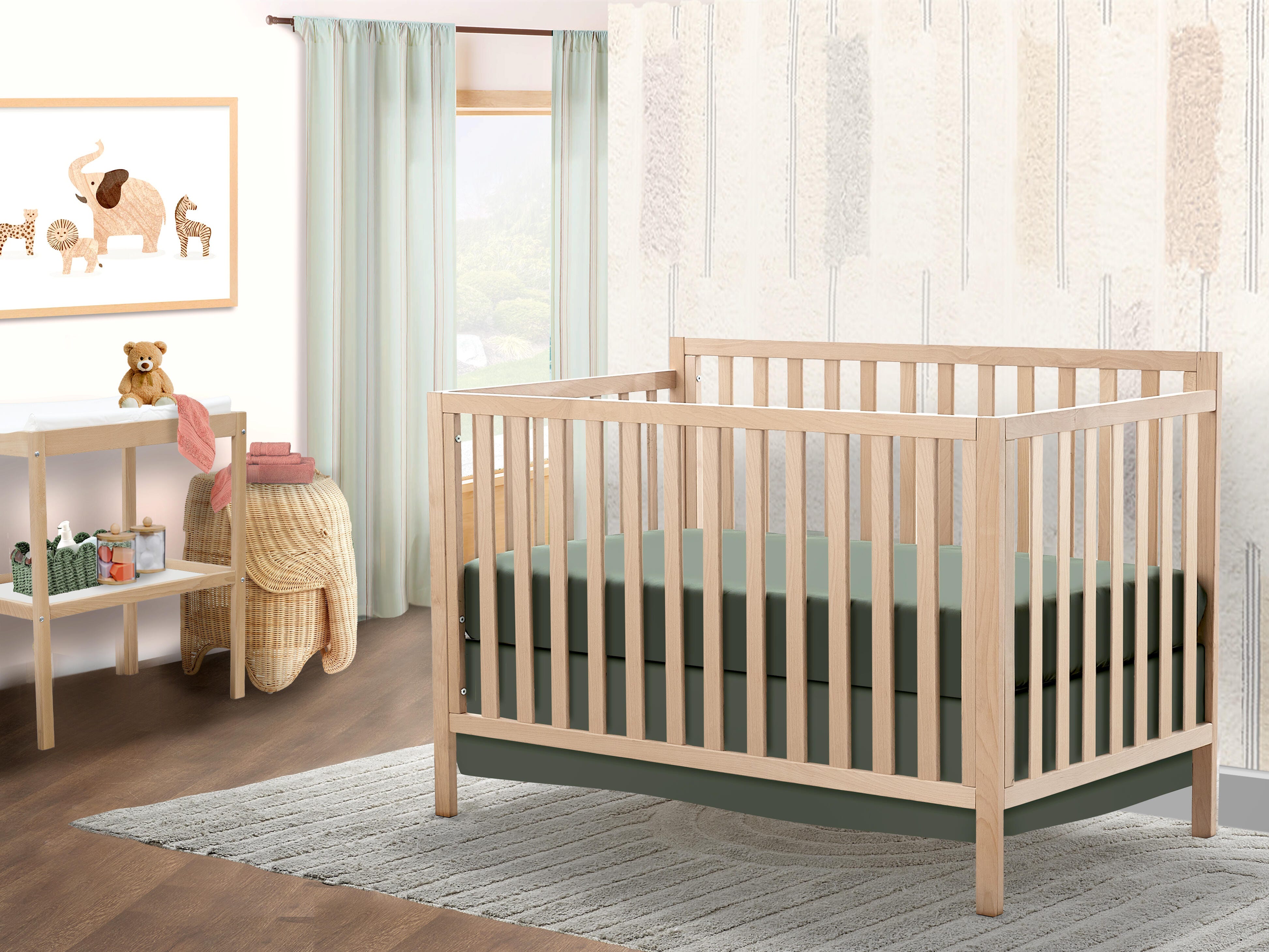 Sorelle Furniture Essex Euro 4-in-1 Convertible Crib, Natural Wood, rollover