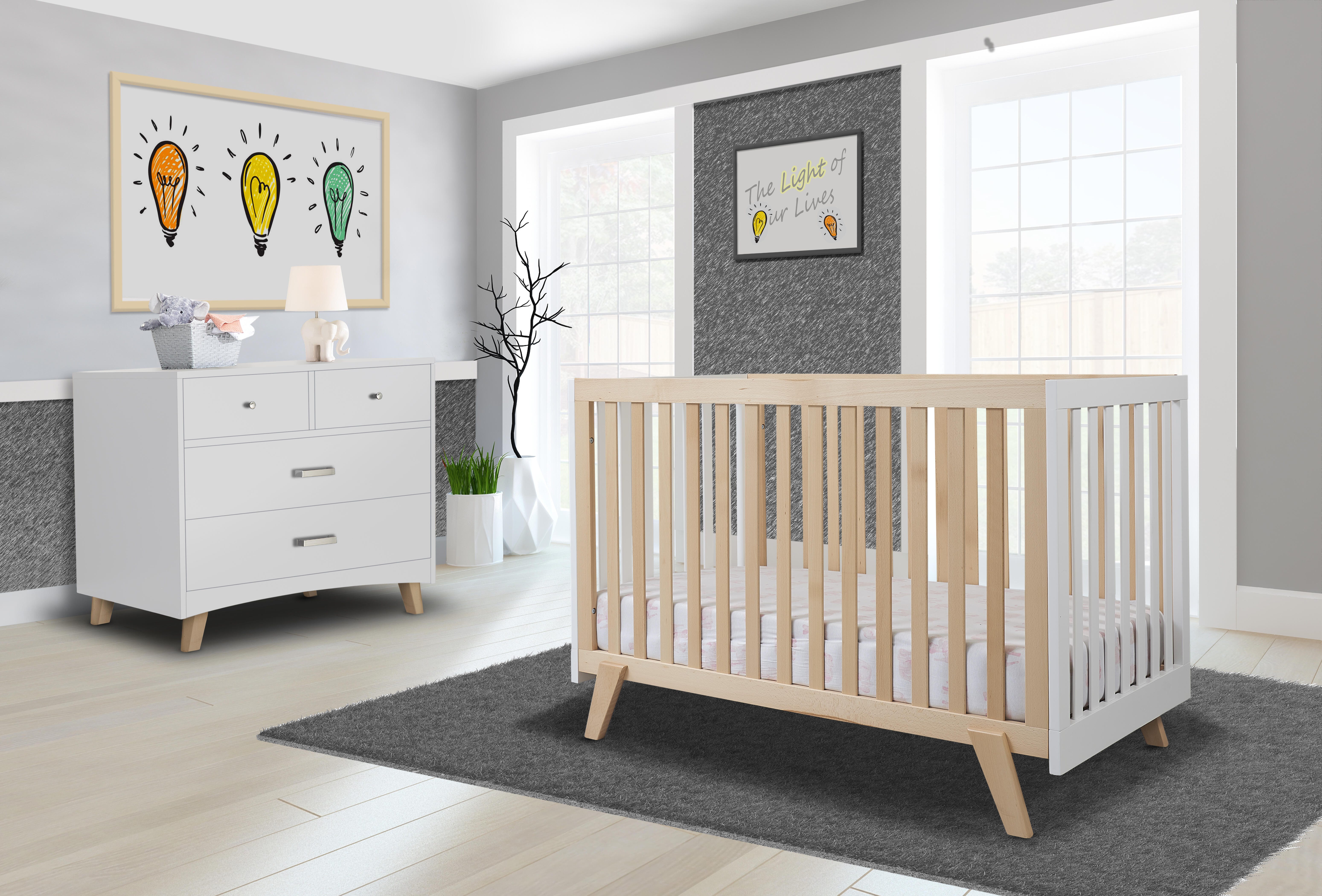 Sorelle Furniture Luce Crib, Natural/White, rollover