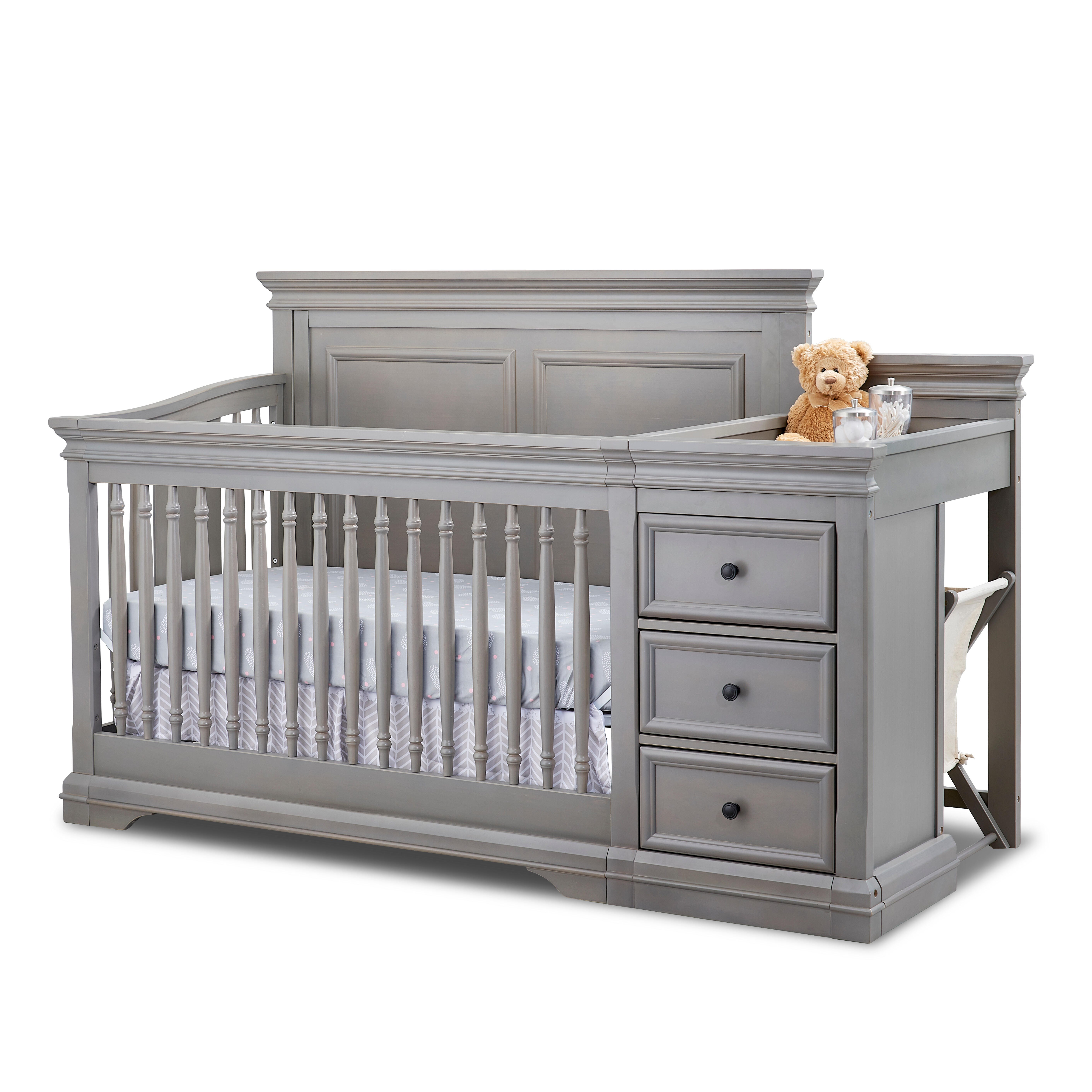 Sorelle Furniture Portofino Crib and Changer, Weathered Gray, large