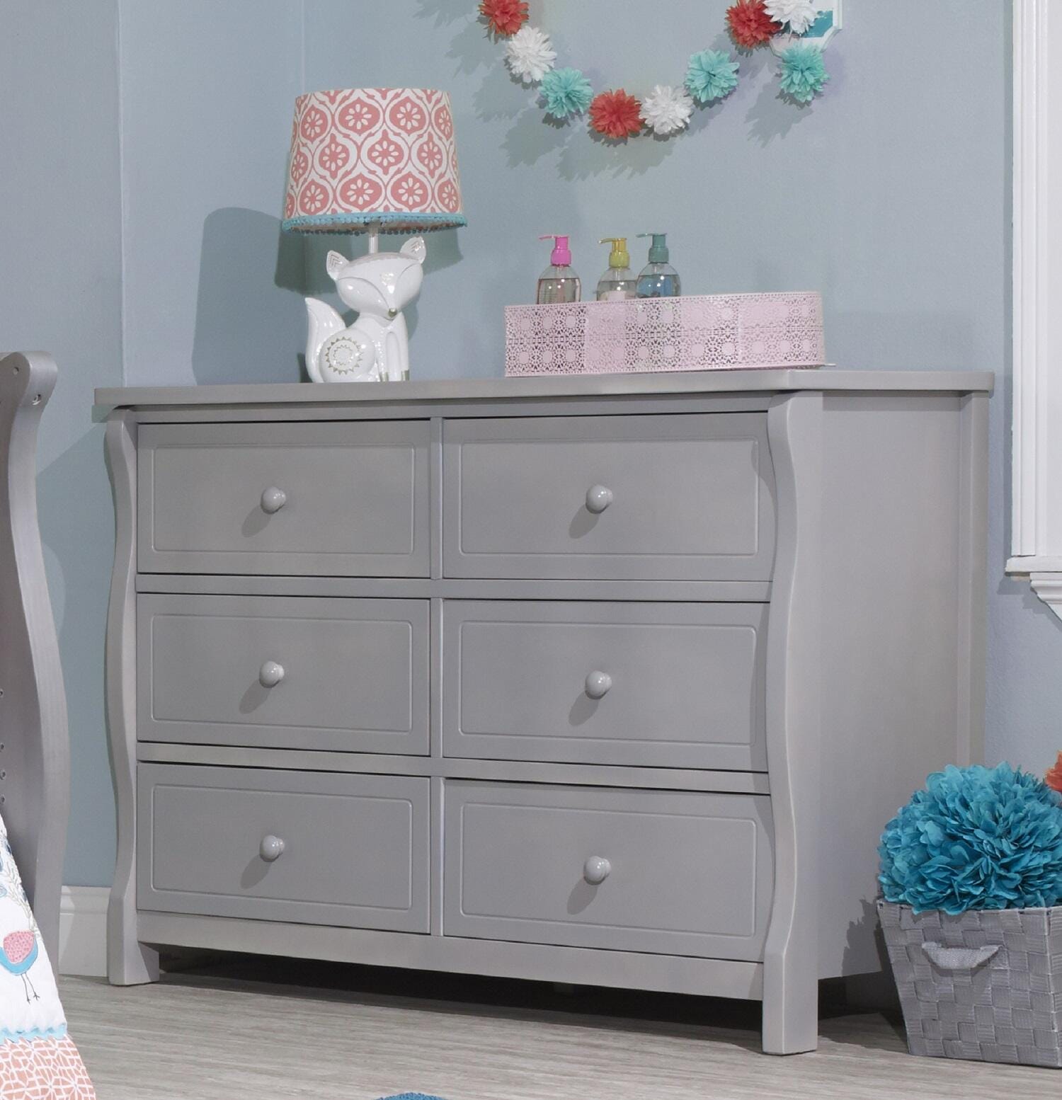 Sorelle Furniture Princeton Elite 6 Drawer Dresser, Weathered Gray, rollover