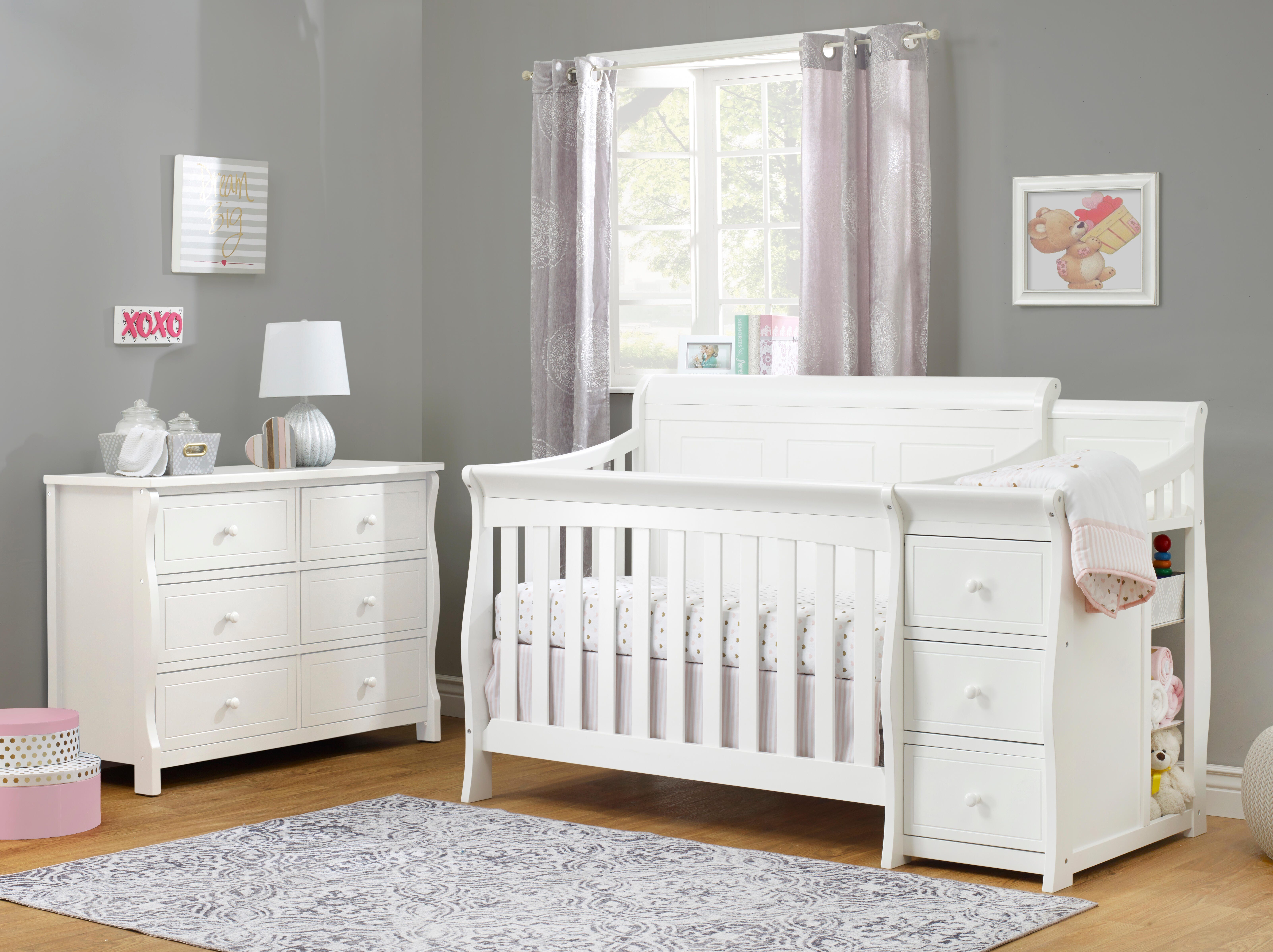 Sorelle Furniture Princeton Elite Solid 4-in-1 Convertible Crib and Changer, White, rollover