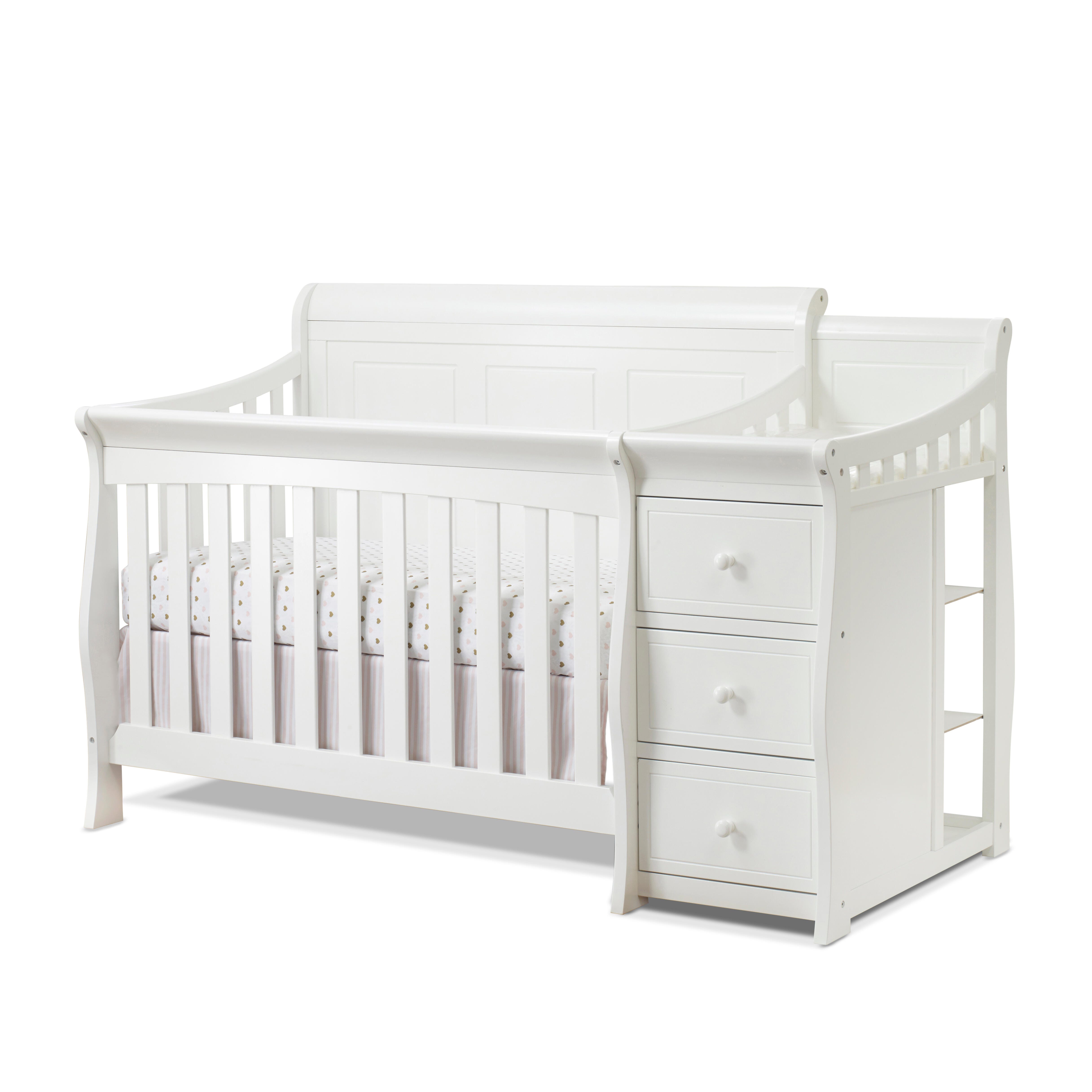 Sorelle Furniture Princeton Elite Solid 4-in-1 Convertible Crib and Changer, White, large