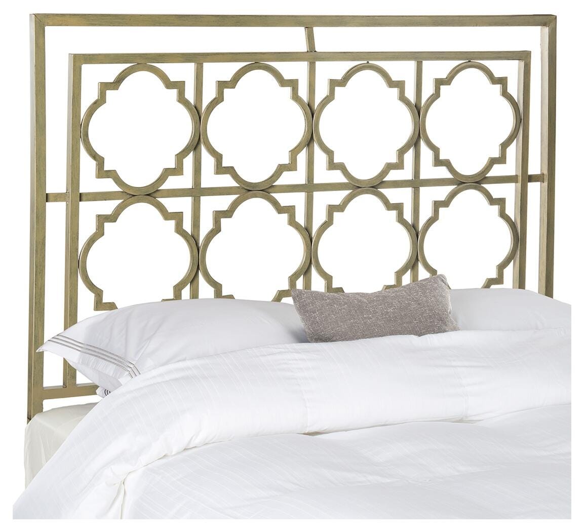 Kory Queen Metal Headboard, French Silver Finish, large