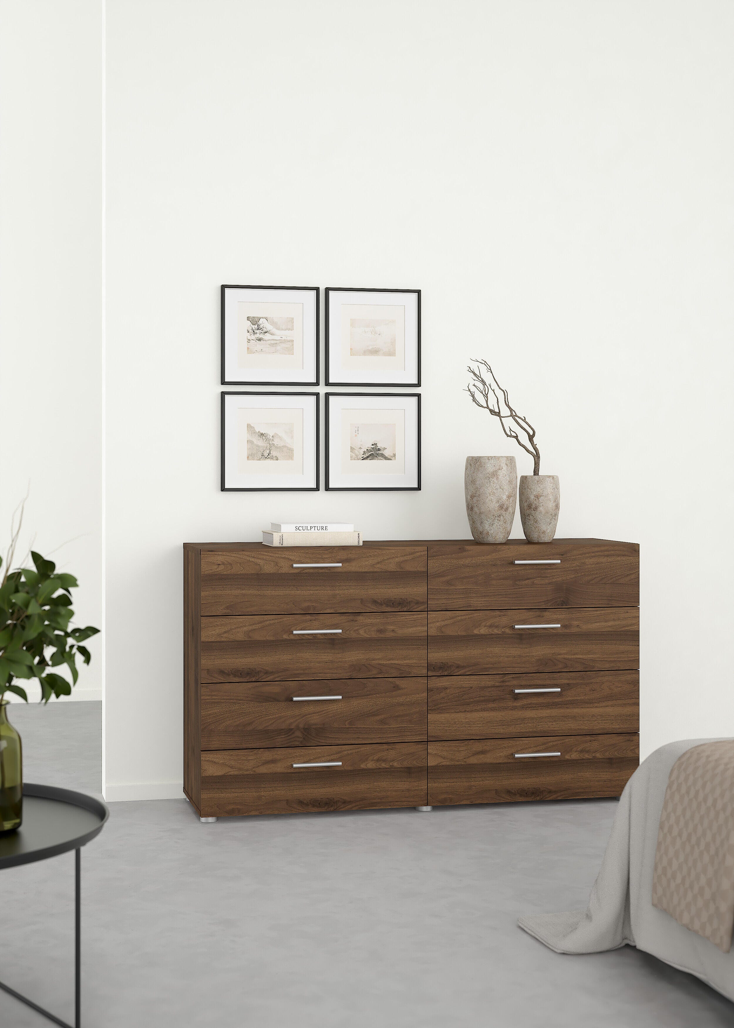 Tvilum Austin 55" 8 Drawer Double Dresser, Walnut, rollover