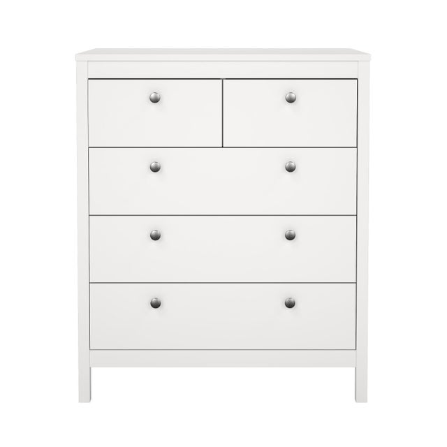 Tvilum Madrid 5 Drawer Chest of Drawers, White
