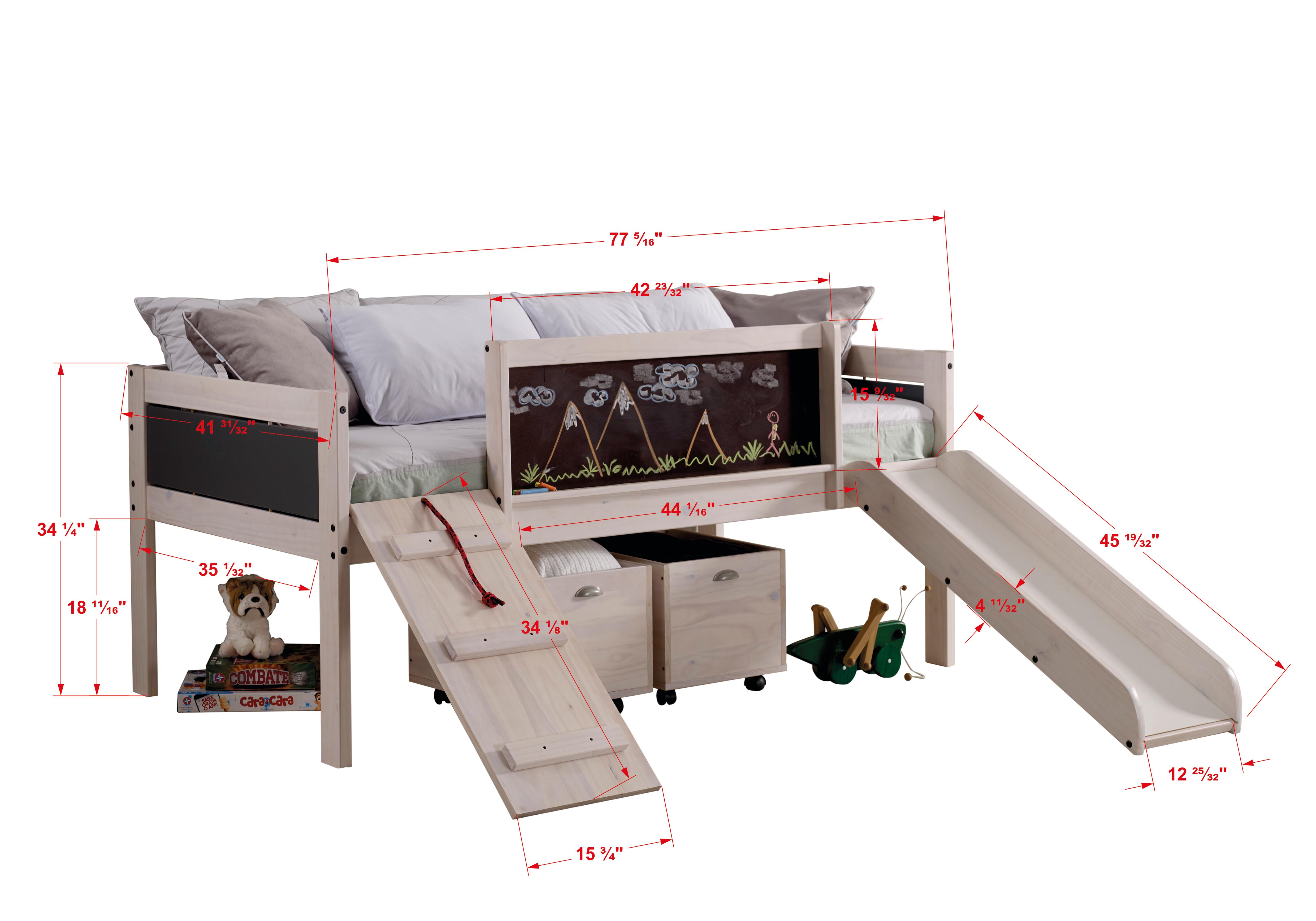 Art & Play Twin Low Loft Bed with Slide, , large
