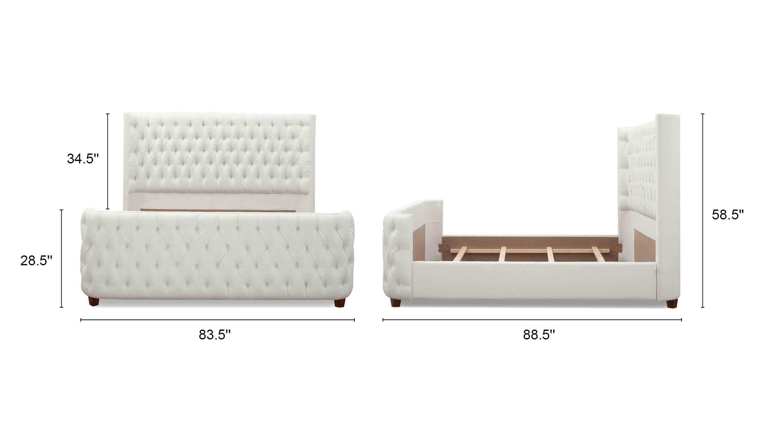 Jennifer Taylor Home Brooklyn Brooklyn King Tufted Panel Bed, Antique White, large