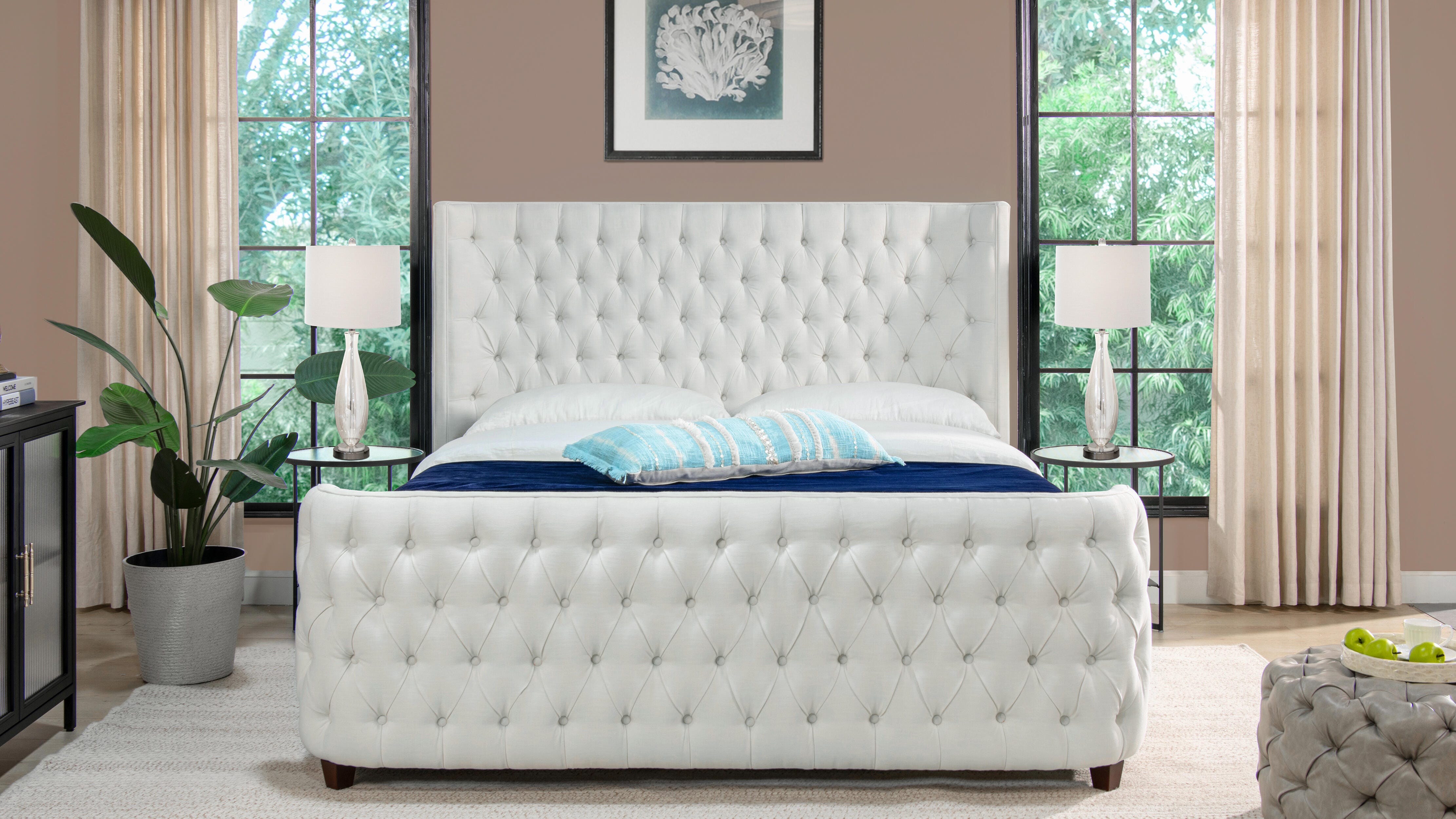 Jennifer Taylor Home Brooklyn Brooklyn King Tufted Panel Bed, Antique White, large
