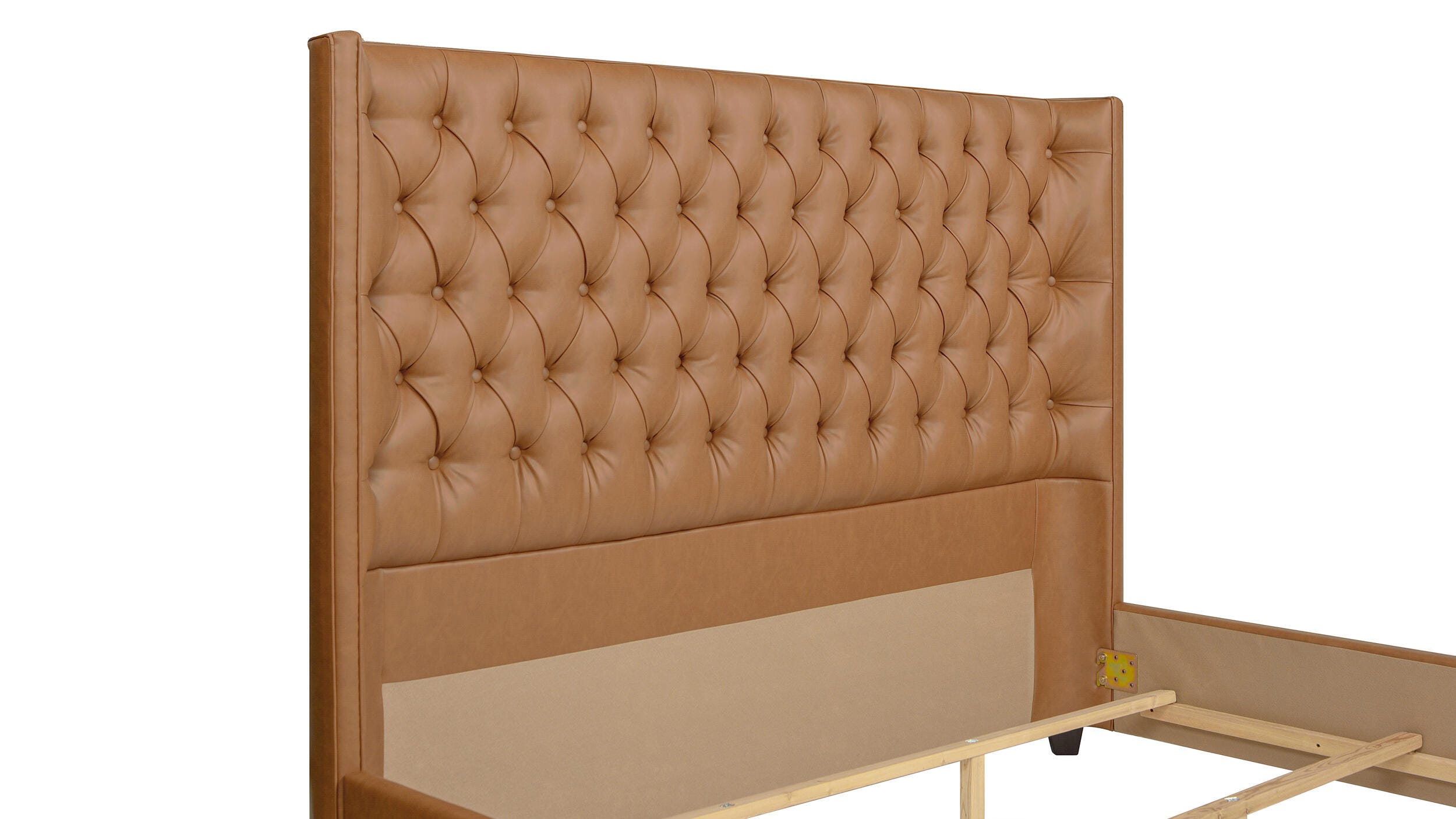 Jennifer Taylor Brooklyn King Tufted Panel Bed, Caramel Tan Brown, large