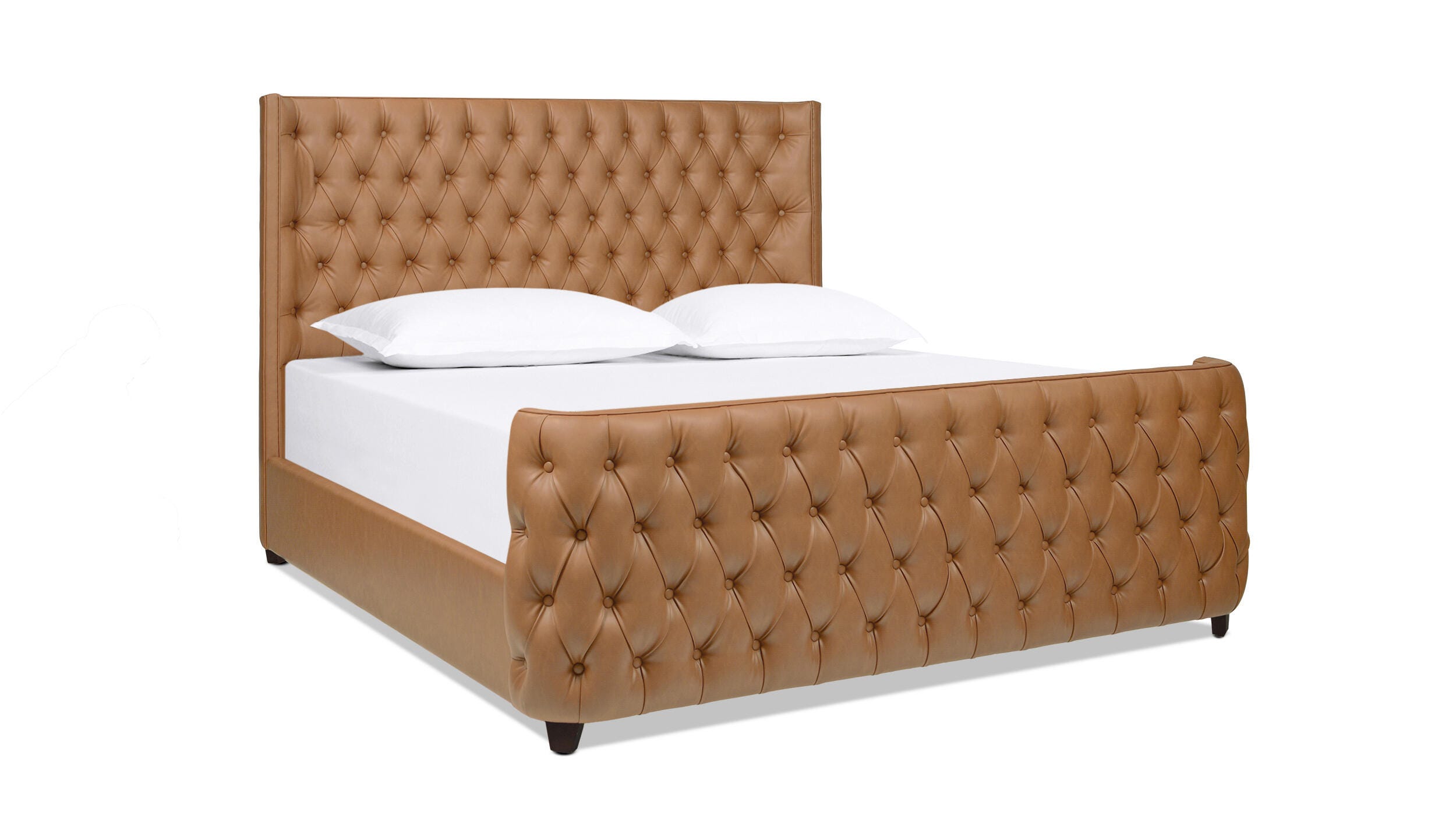 Jennifer Taylor Brooklyn King Tufted Panel Bed, Caramel Tan Brown, large