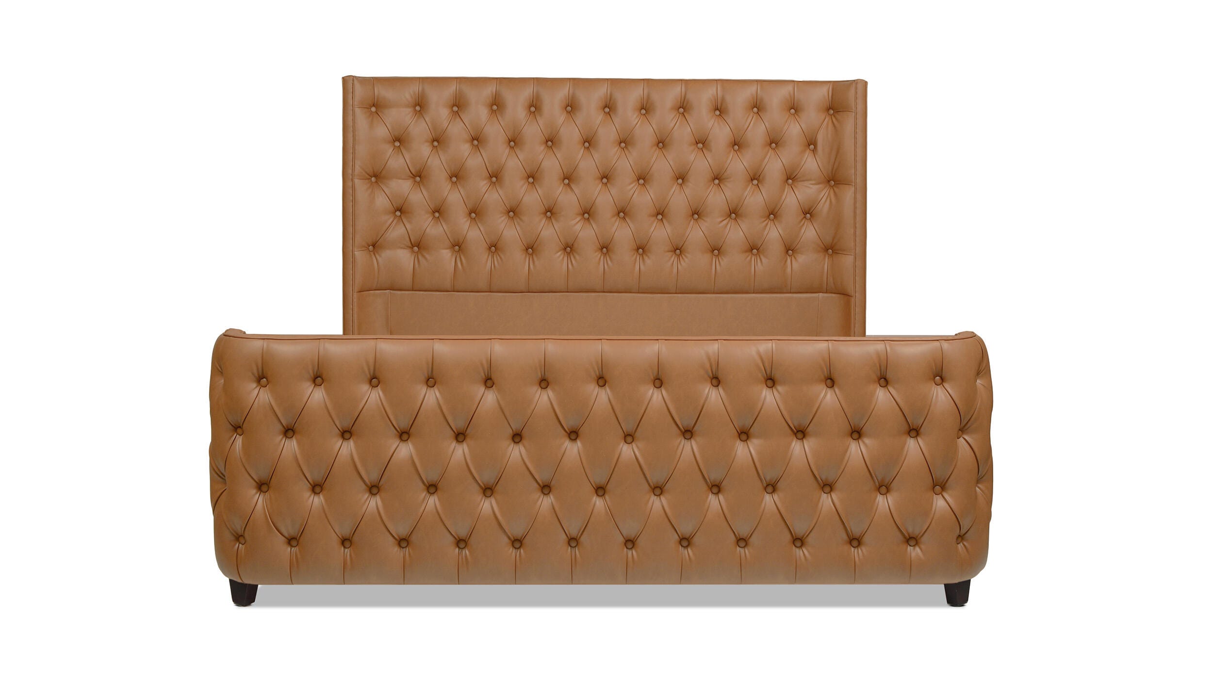 Jennifer Taylor Brooklyn King Tufted Panel Bed, Caramel Tan Brown, large