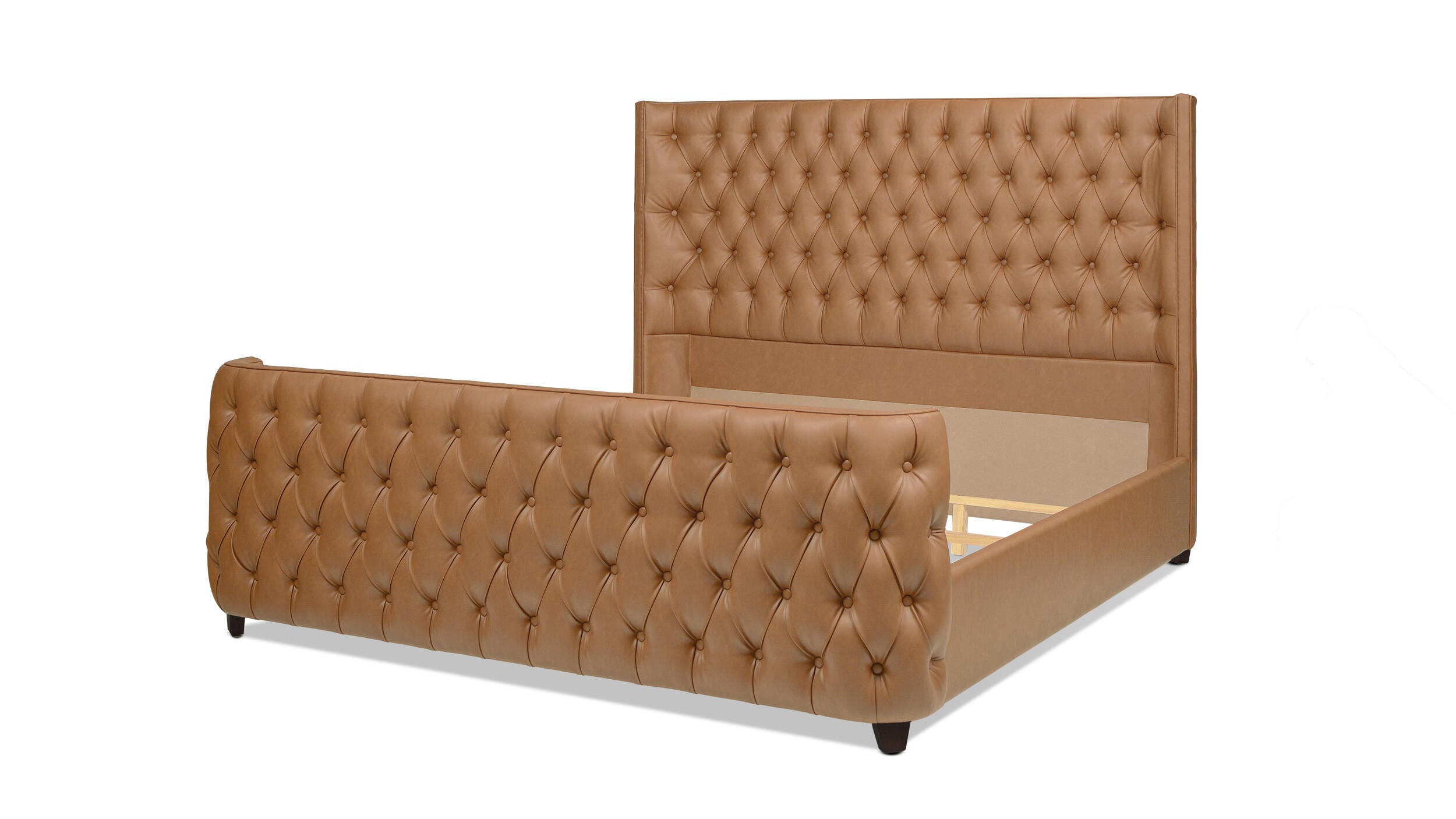 Jennifer Taylor Brooklyn King Tufted Panel Bed, Caramel Tan Brown, large
