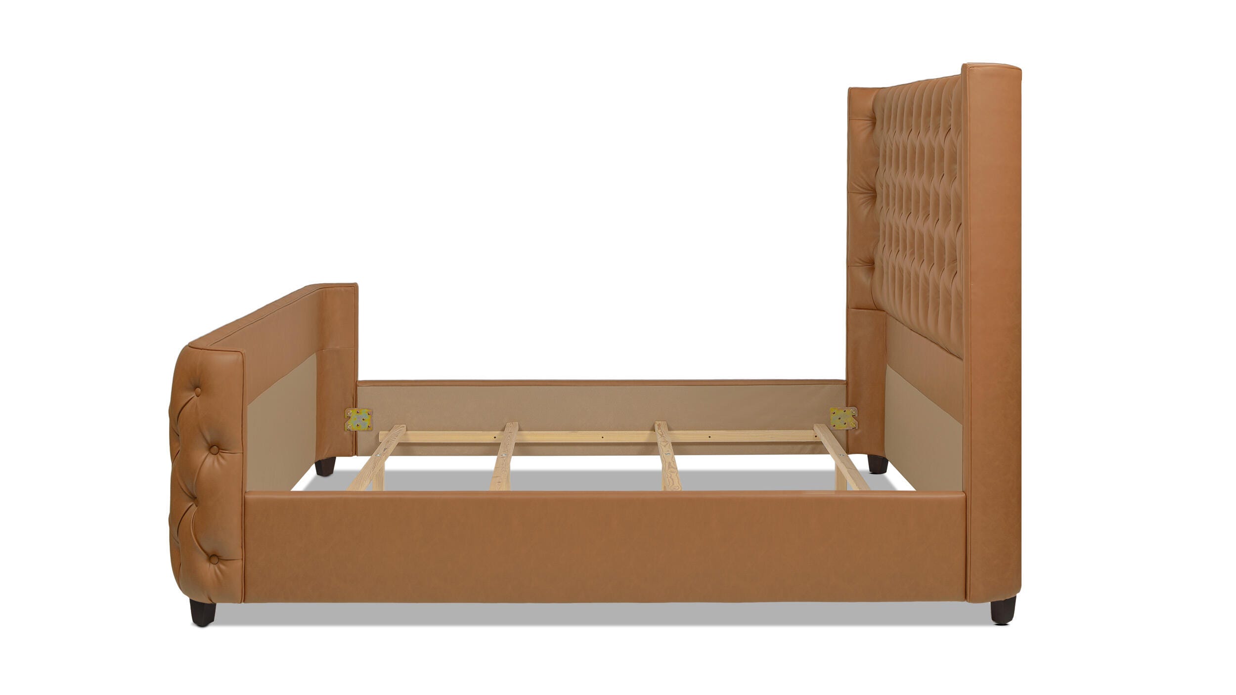 Jennifer Taylor Brooklyn King Tufted Panel Bed, Caramel Tan Brown, large