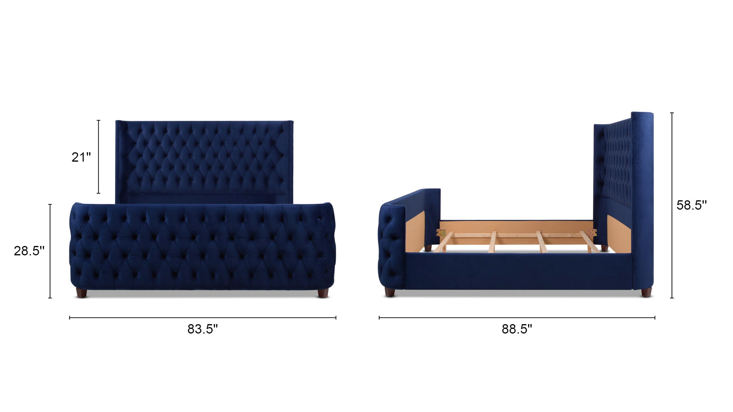Jennifer Taylor Home Brooklyn Brooklyn King Tufted Panel Bed, Navy Blue, large