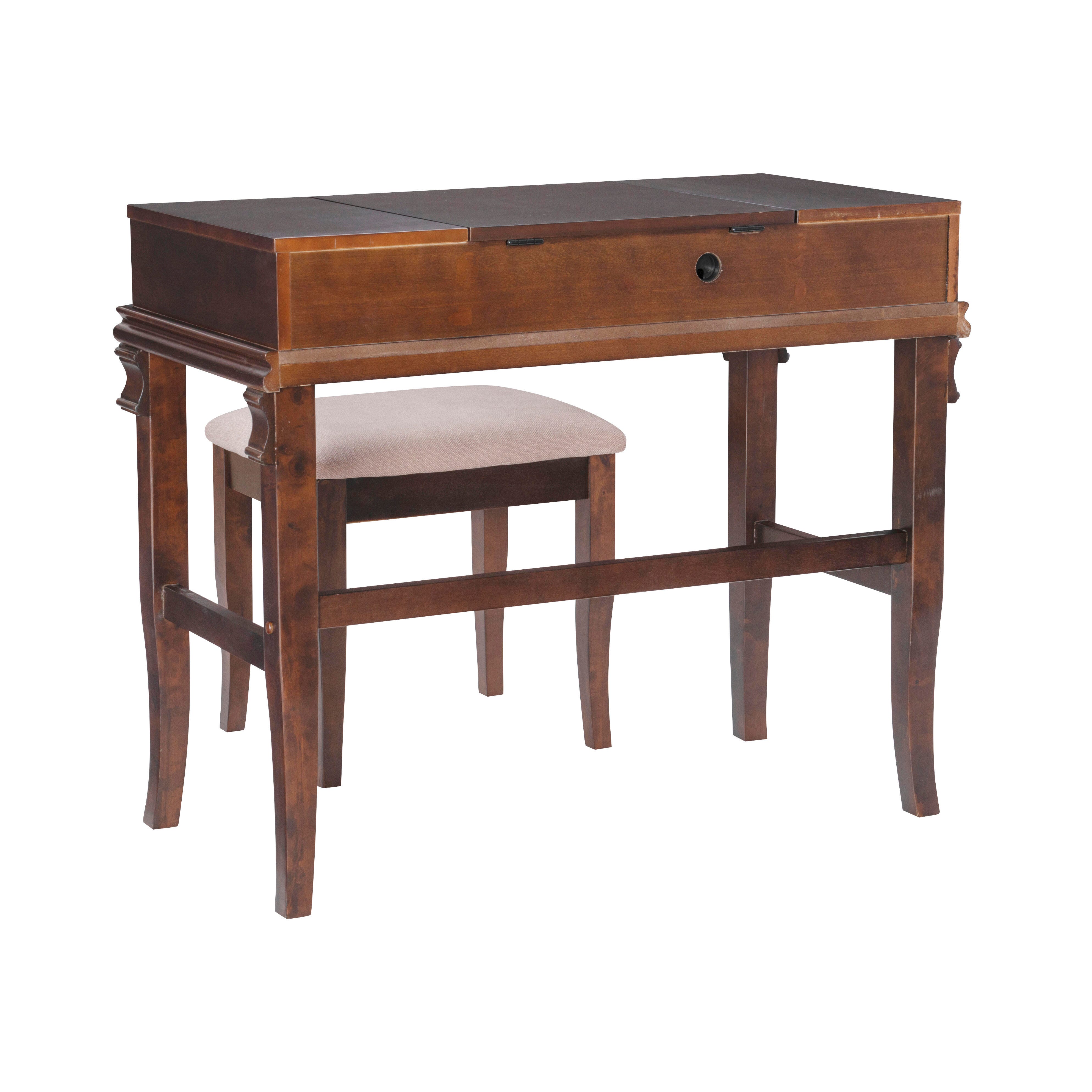 Linon Angela Vanity Set, Walnut, large