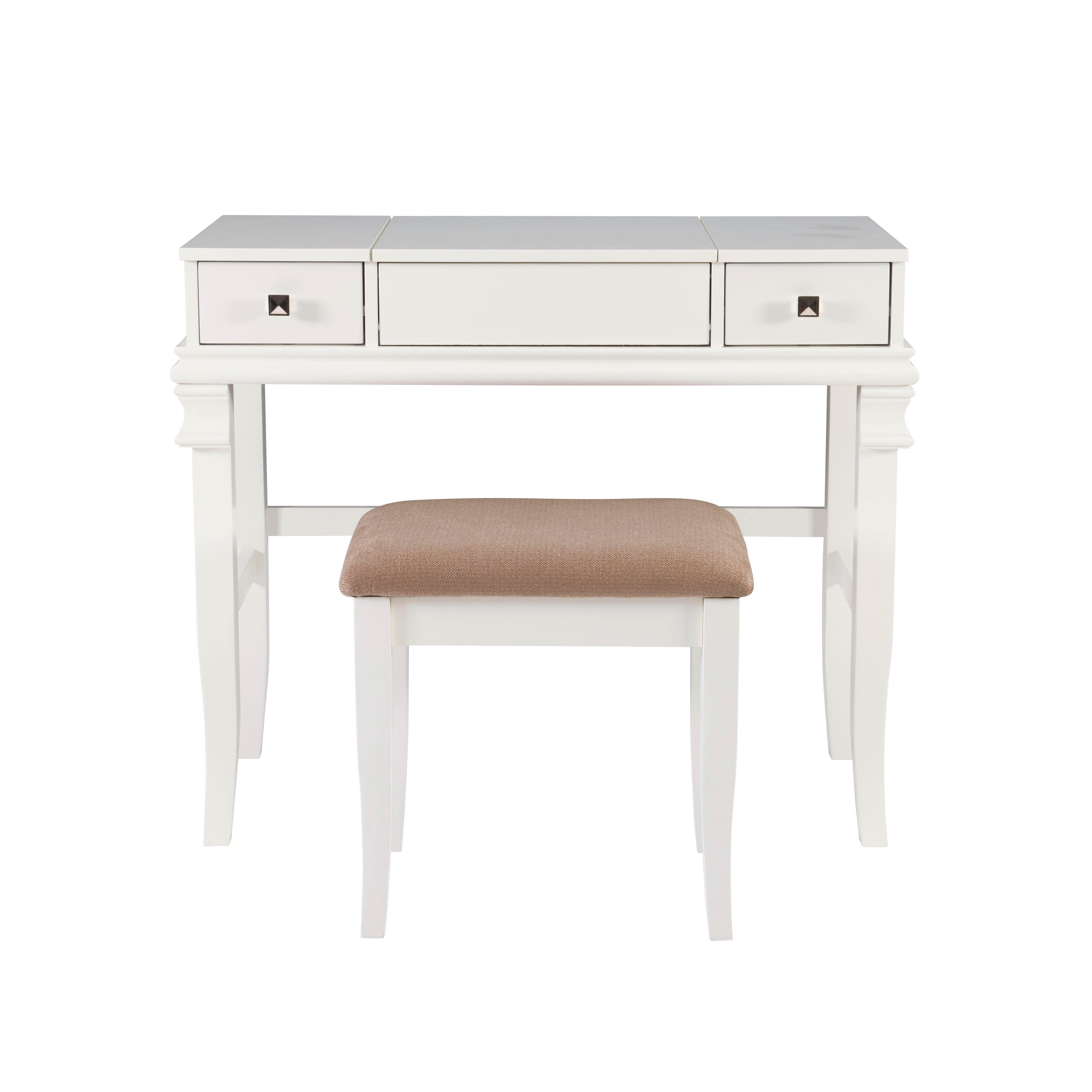 Linon Angela Vanity Set, White, large
