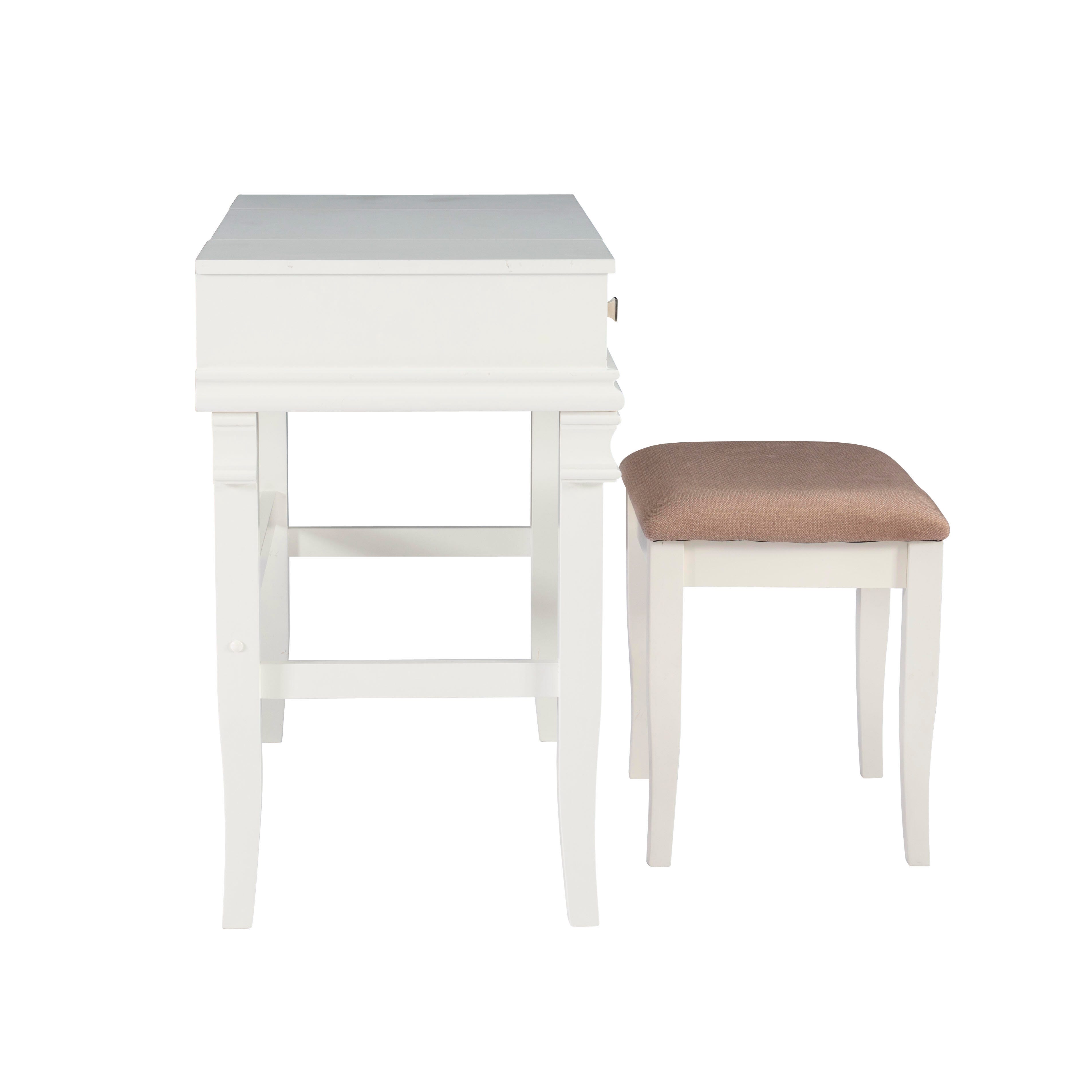 Linon Angela Vanity Set, White, large
