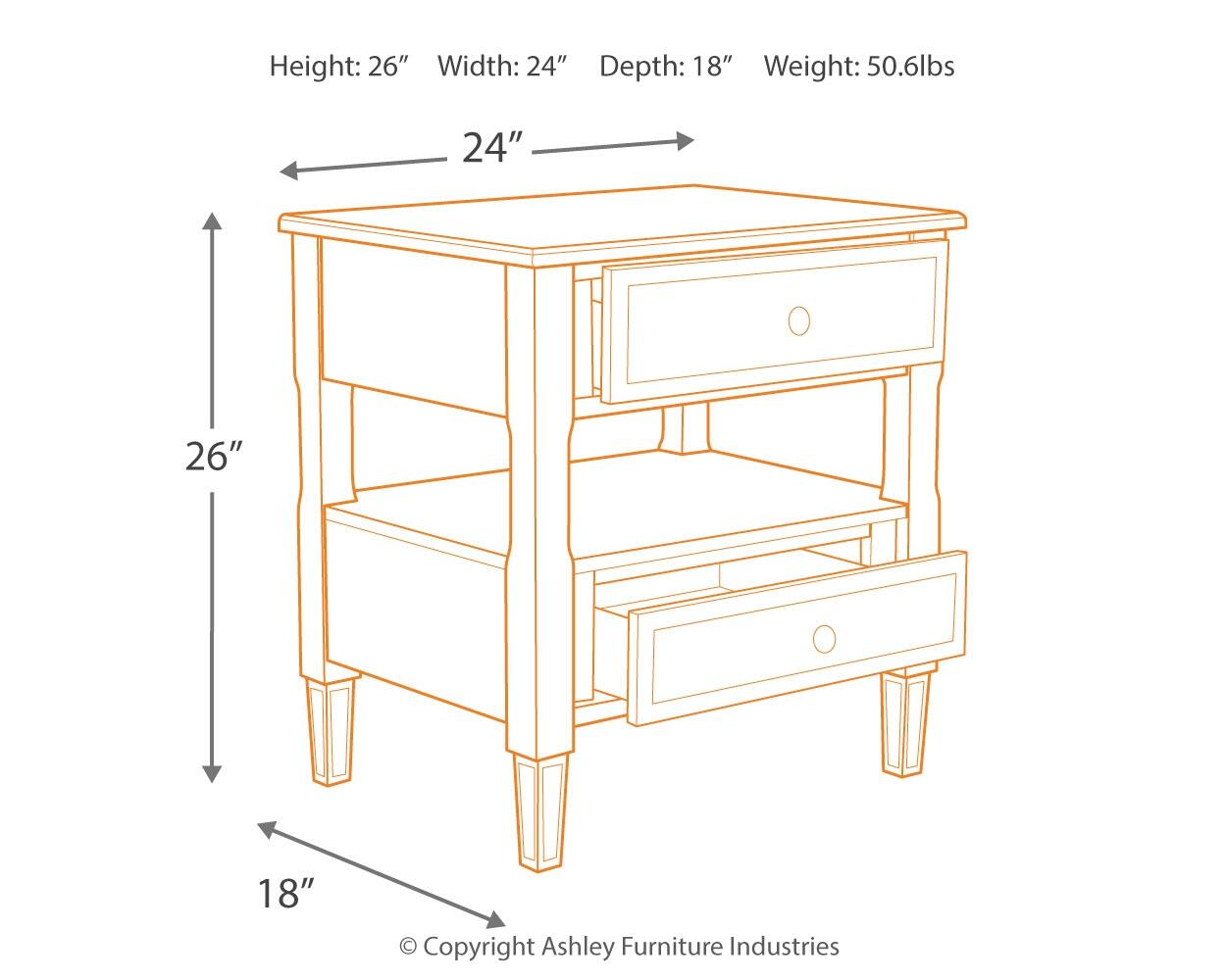Jenson Two Drawer Night Stand, Gray, large