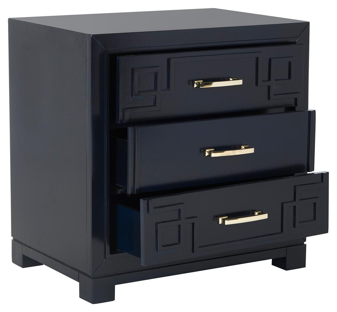 Three Drawer Night Stand, Navy, large