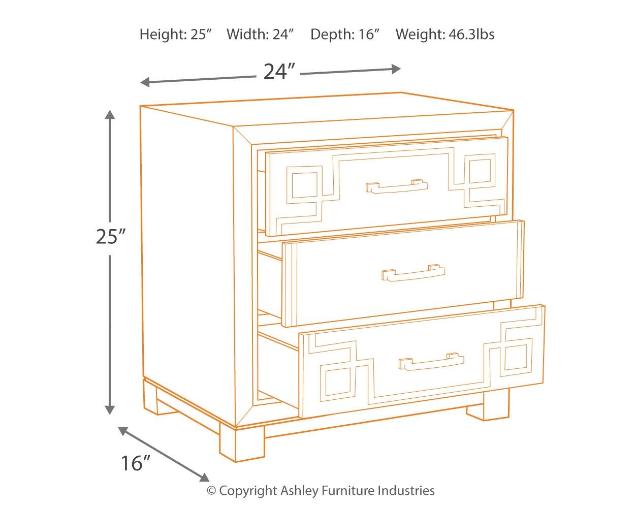 Three Drawer Night Stand, Navy, large