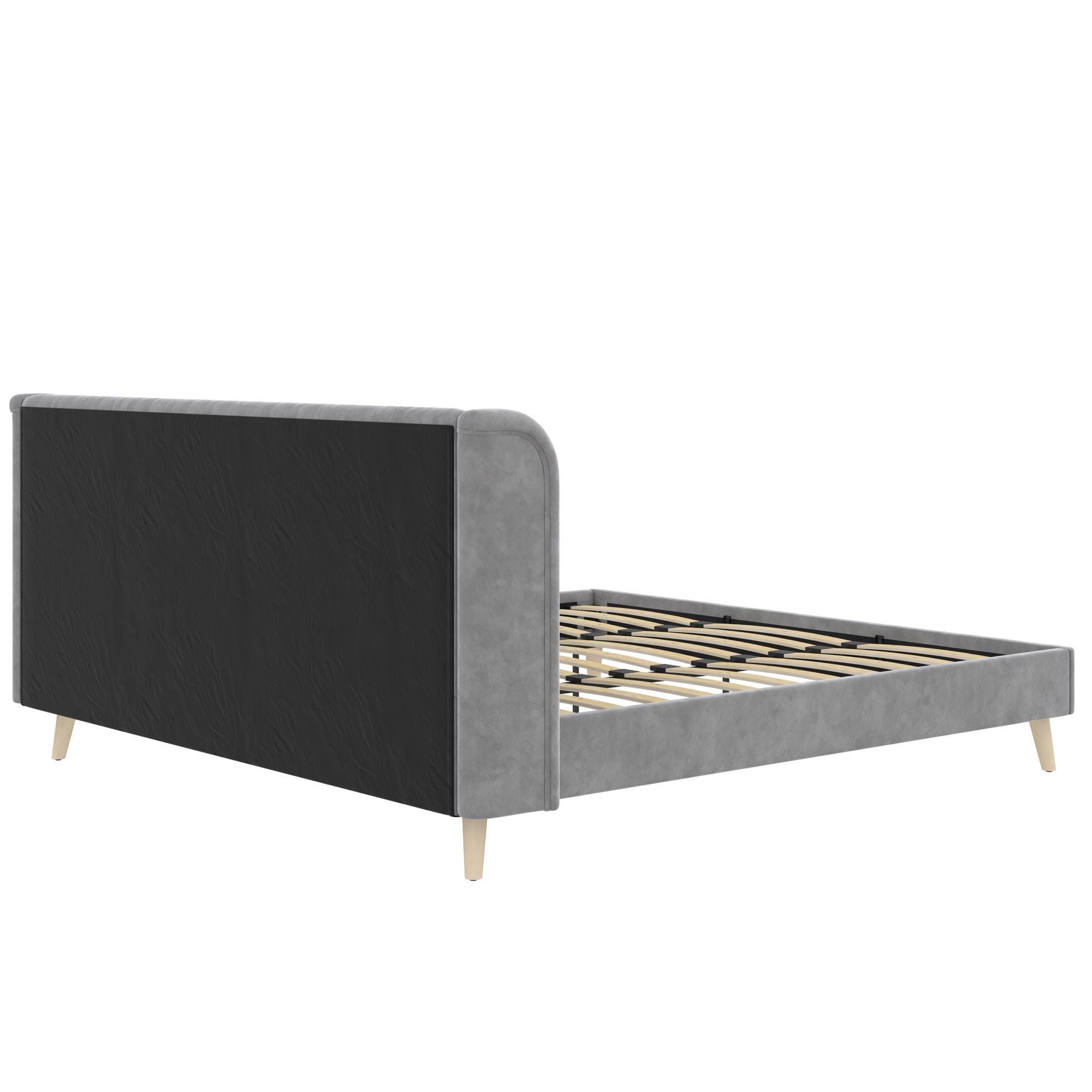 Novogratz Holly Upholstered King Wingback Bed, Light Gray, large