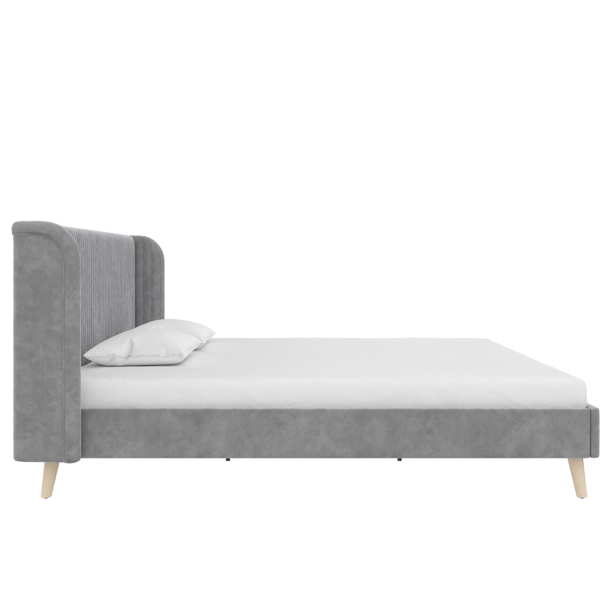 Novogratz Holly Upholstered King Wingback Bed, Light Gray, large
