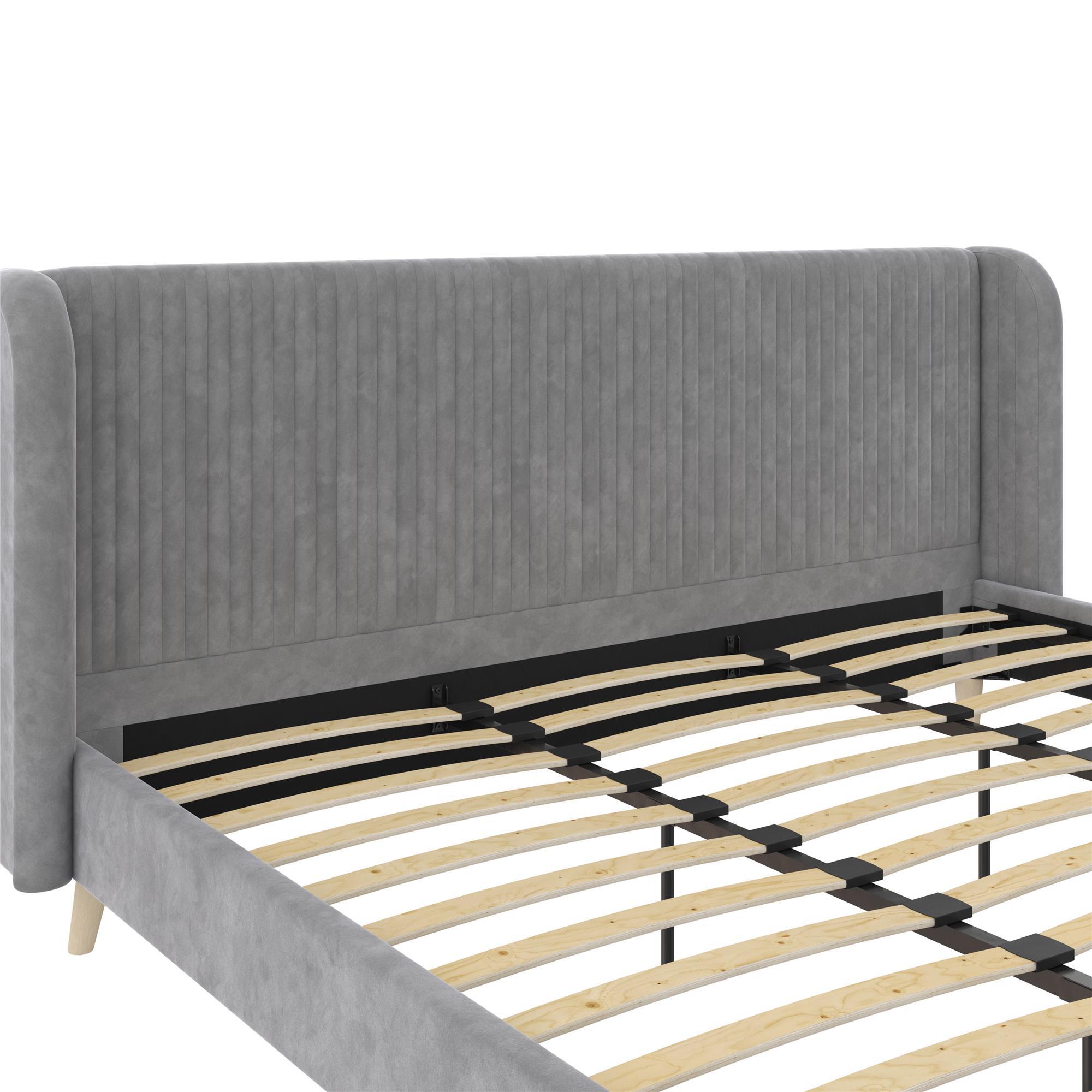 Novogratz Holly Upholstered King Wingback Bed, Light Gray, large