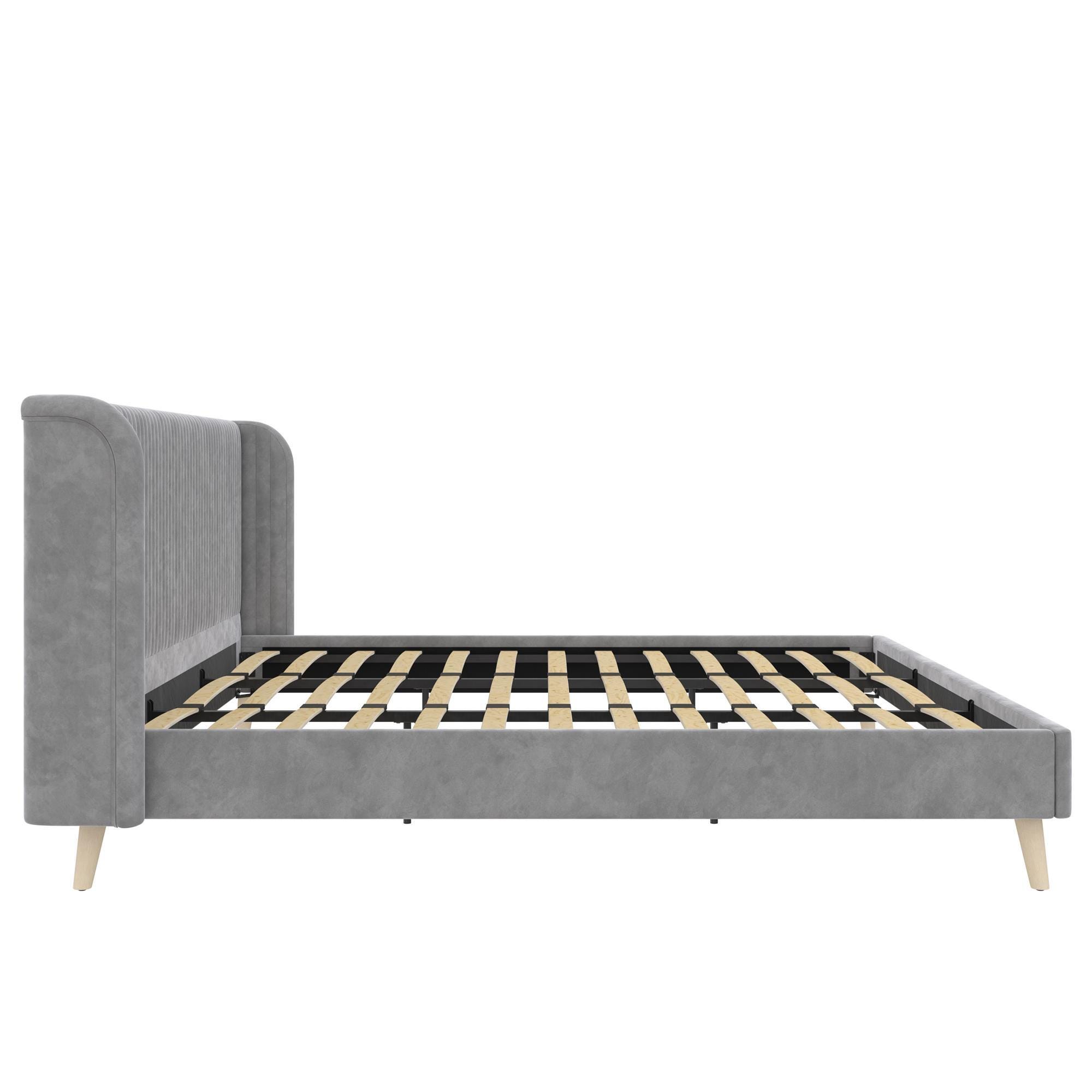 Novogratz Holly Upholstered King Wingback Bed, Light Gray, large