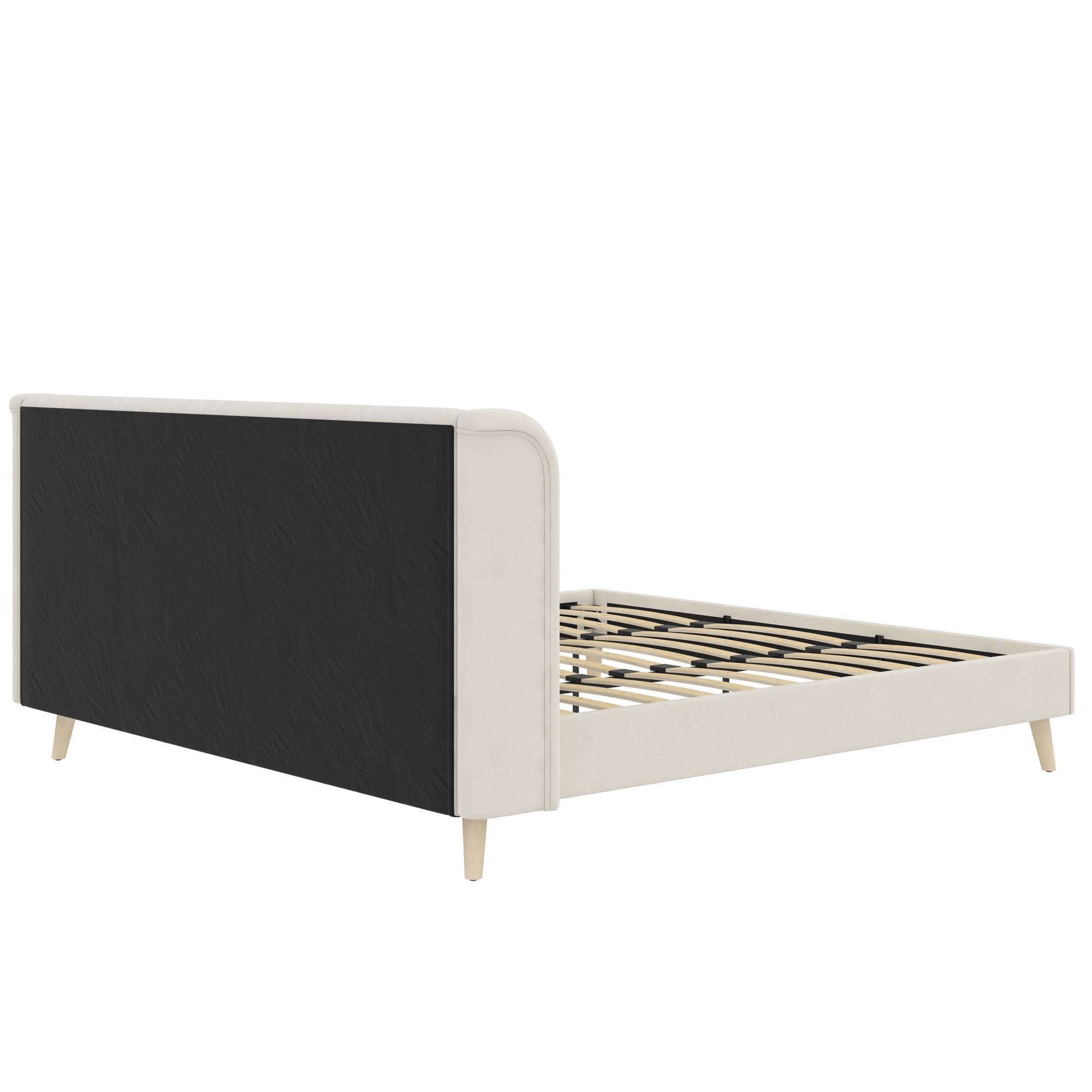 Novogratz Holly Upholstered King Wingback Bed, Ivory, large