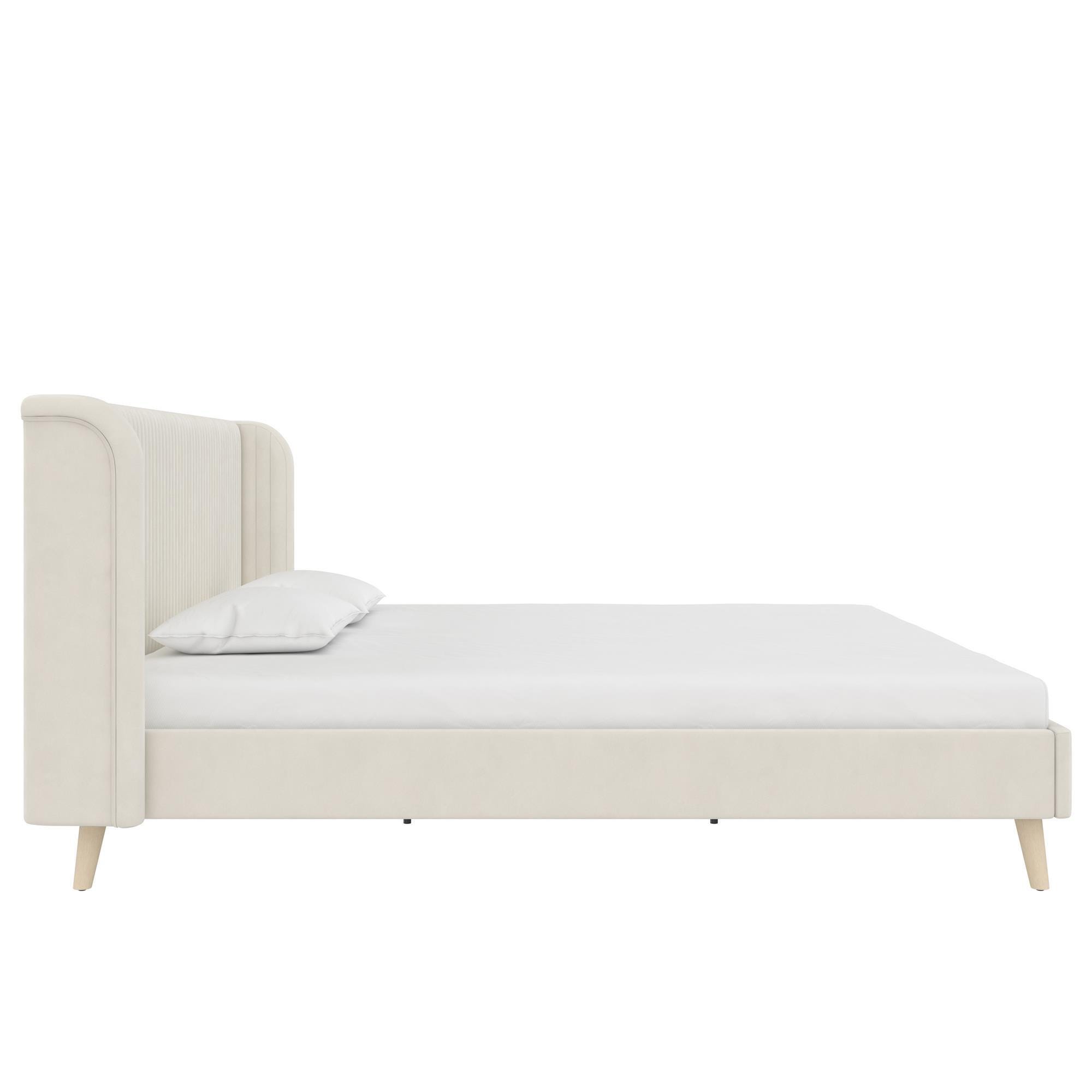 Novogratz Holly Upholstered King Wingback Bed, Ivory, large
