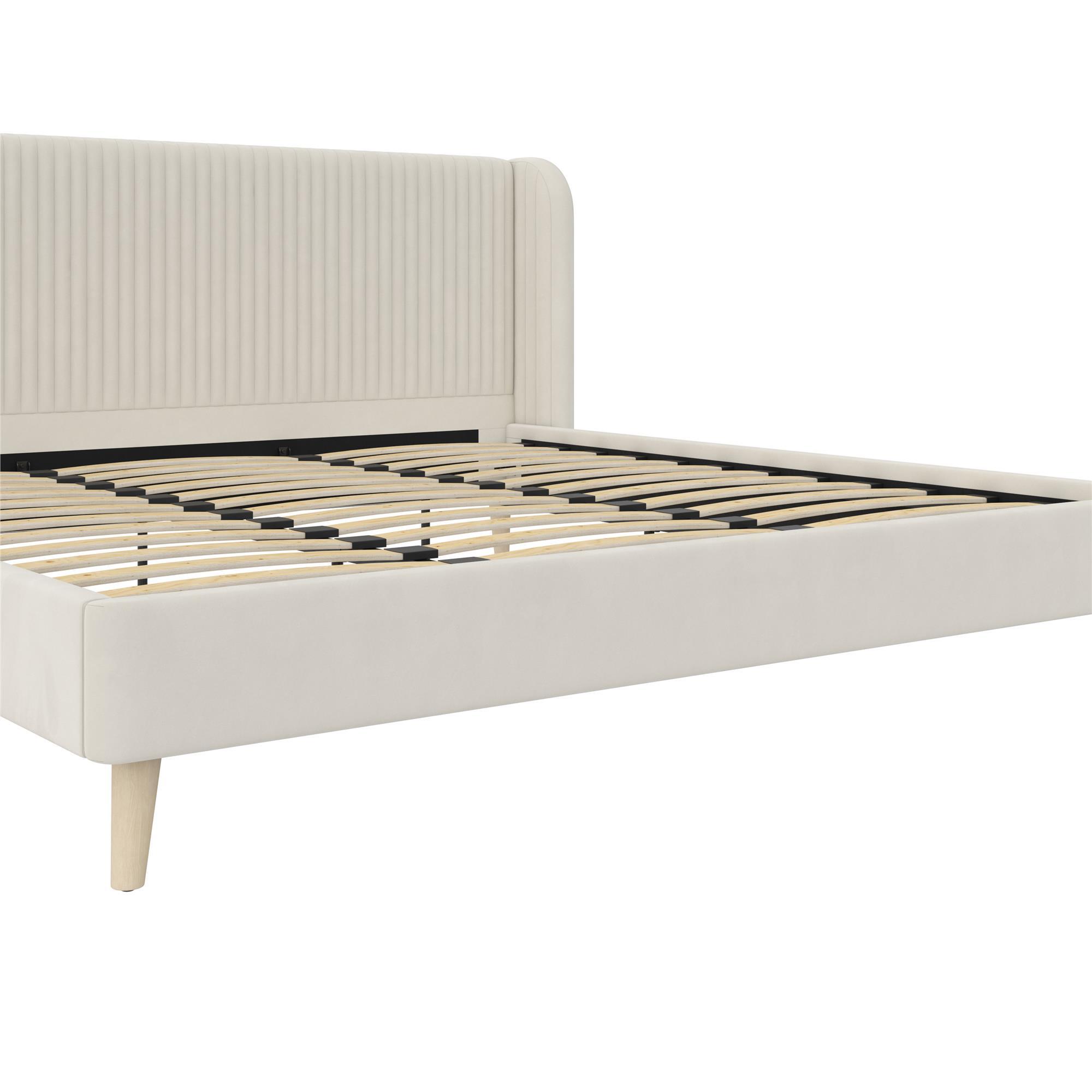 Novogratz Holly Upholstered King Wingback Bed, Ivory, large