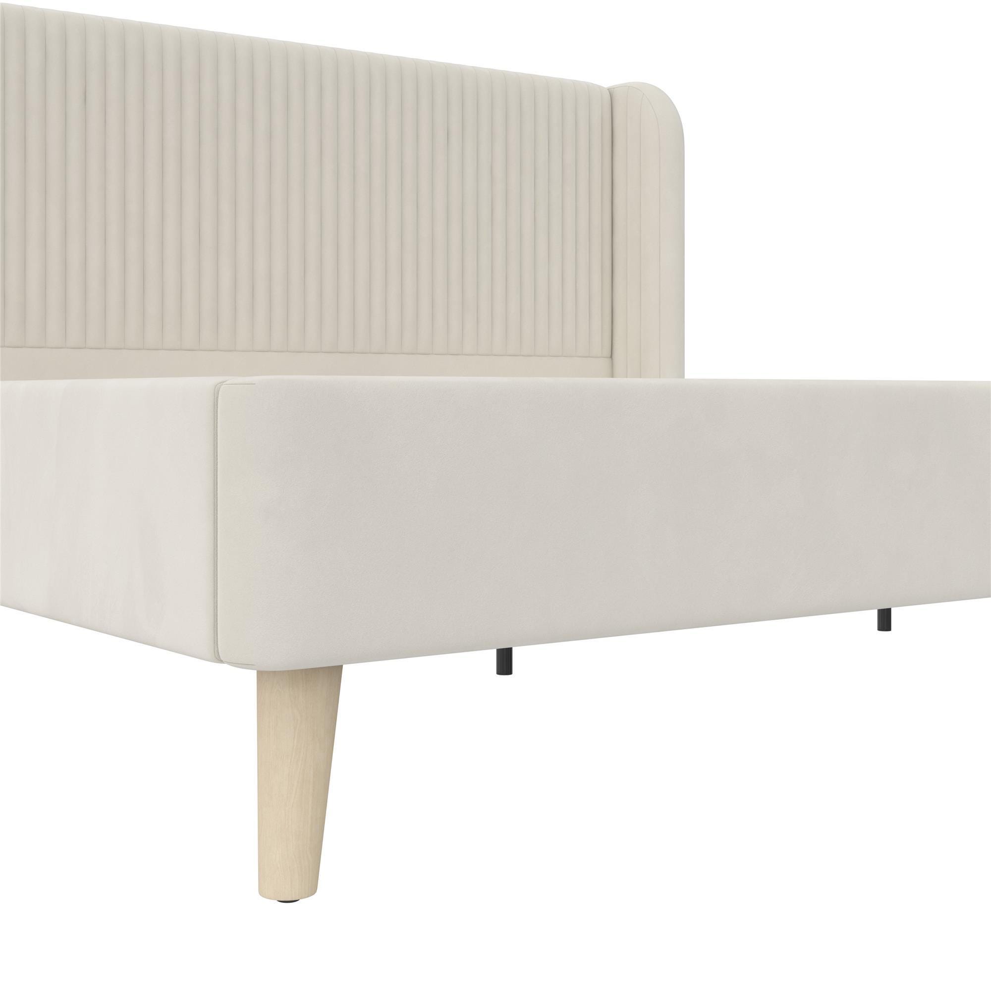 Novogratz Holly Upholstered King Wingback Bed, Ivory, large