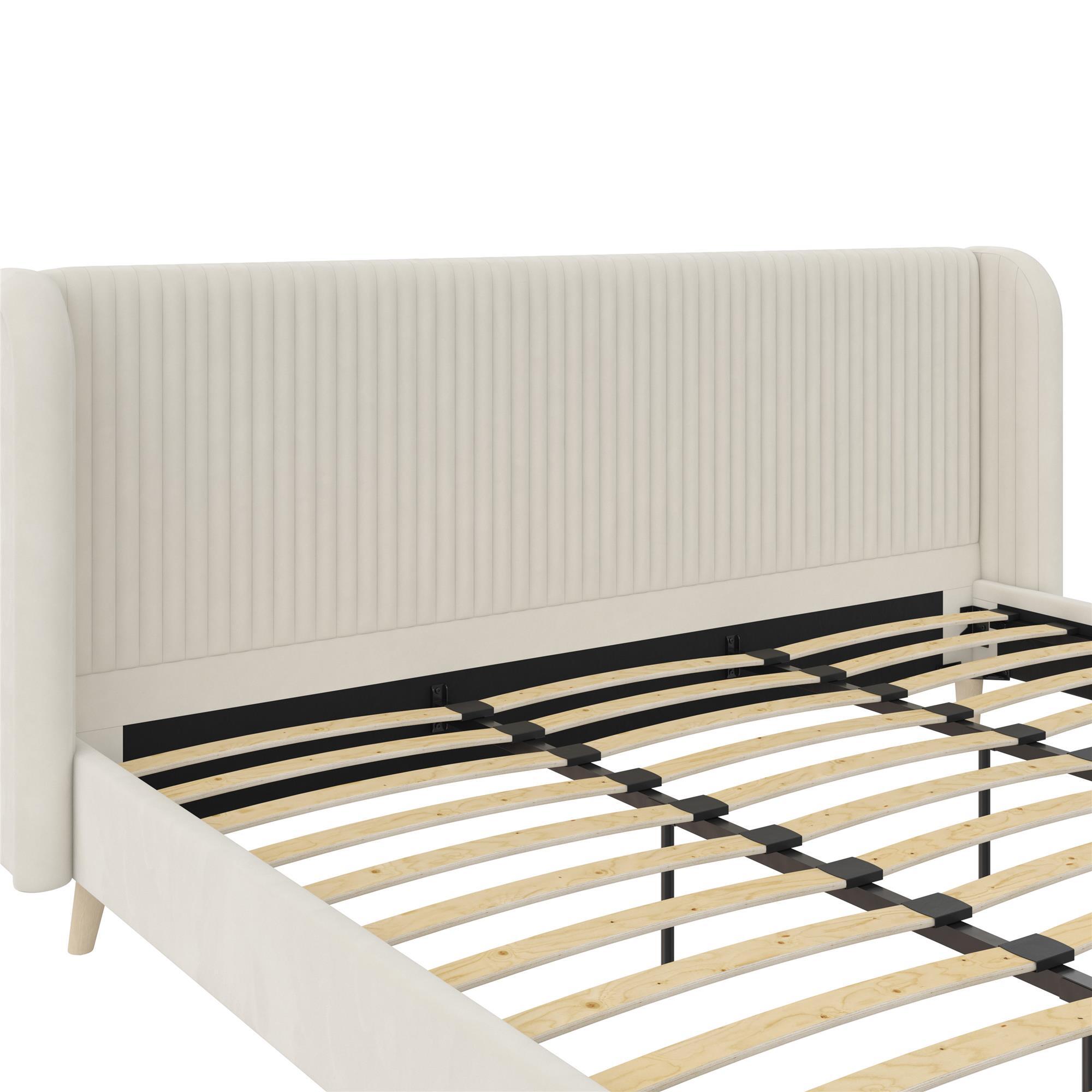 Novogratz Holly Upholstered King Wingback Bed, Ivory, large