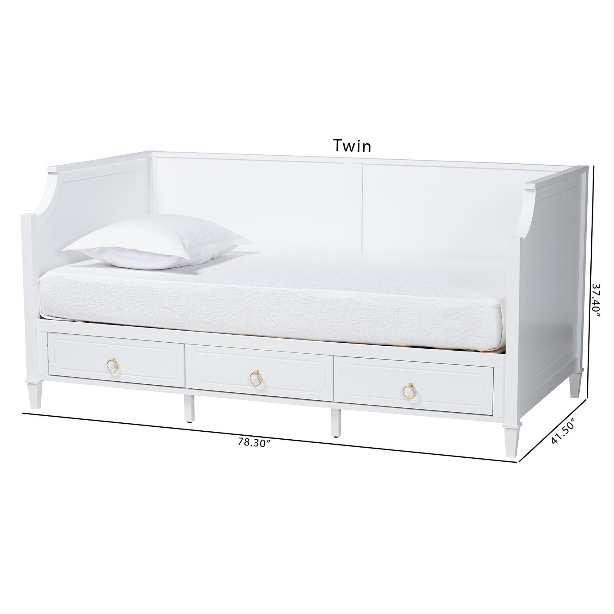 Baxton Studio Lowri Twin 3-Drawer Daybed, , large