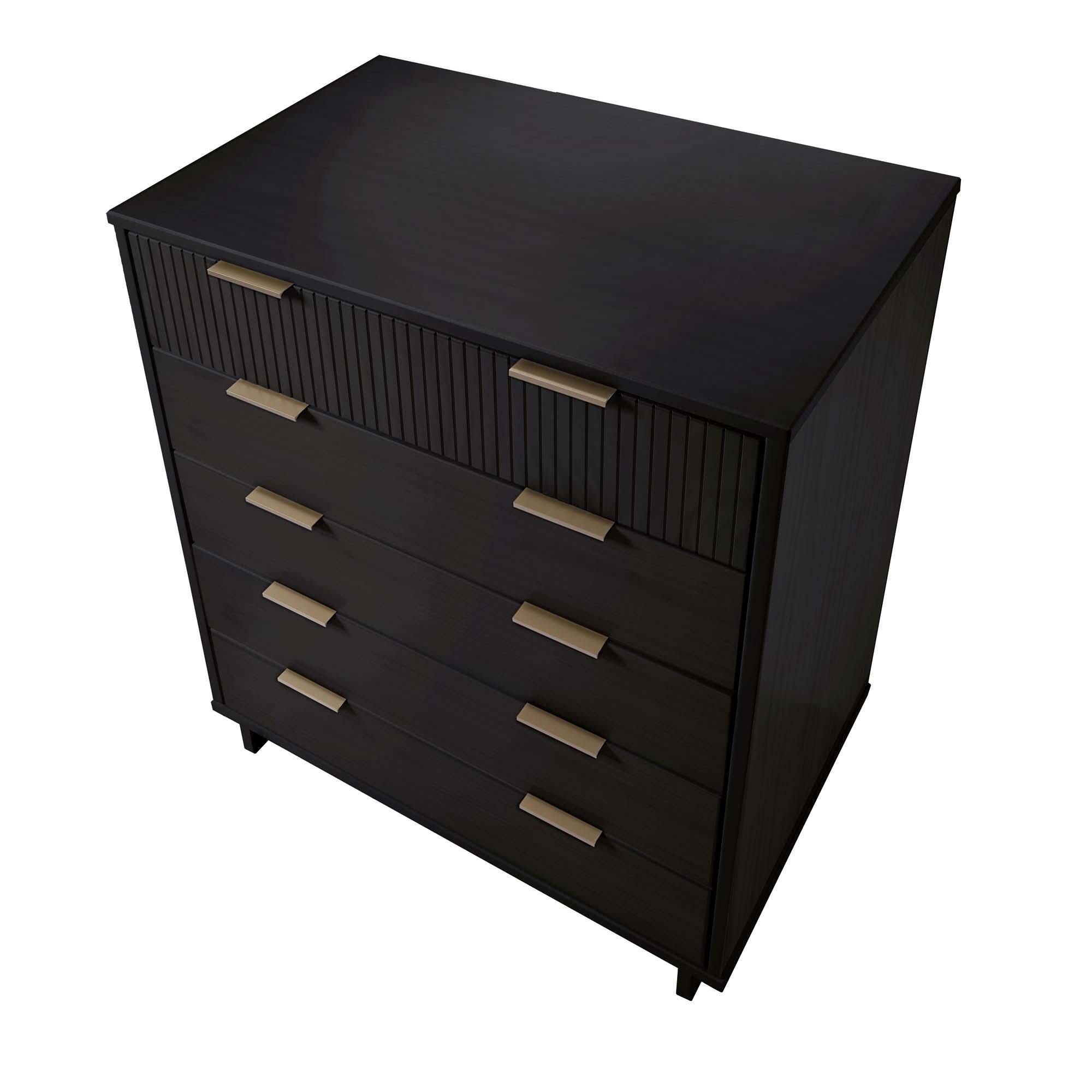 Manhattan Comfort 38" 5 Drawer Dresser, Black, large