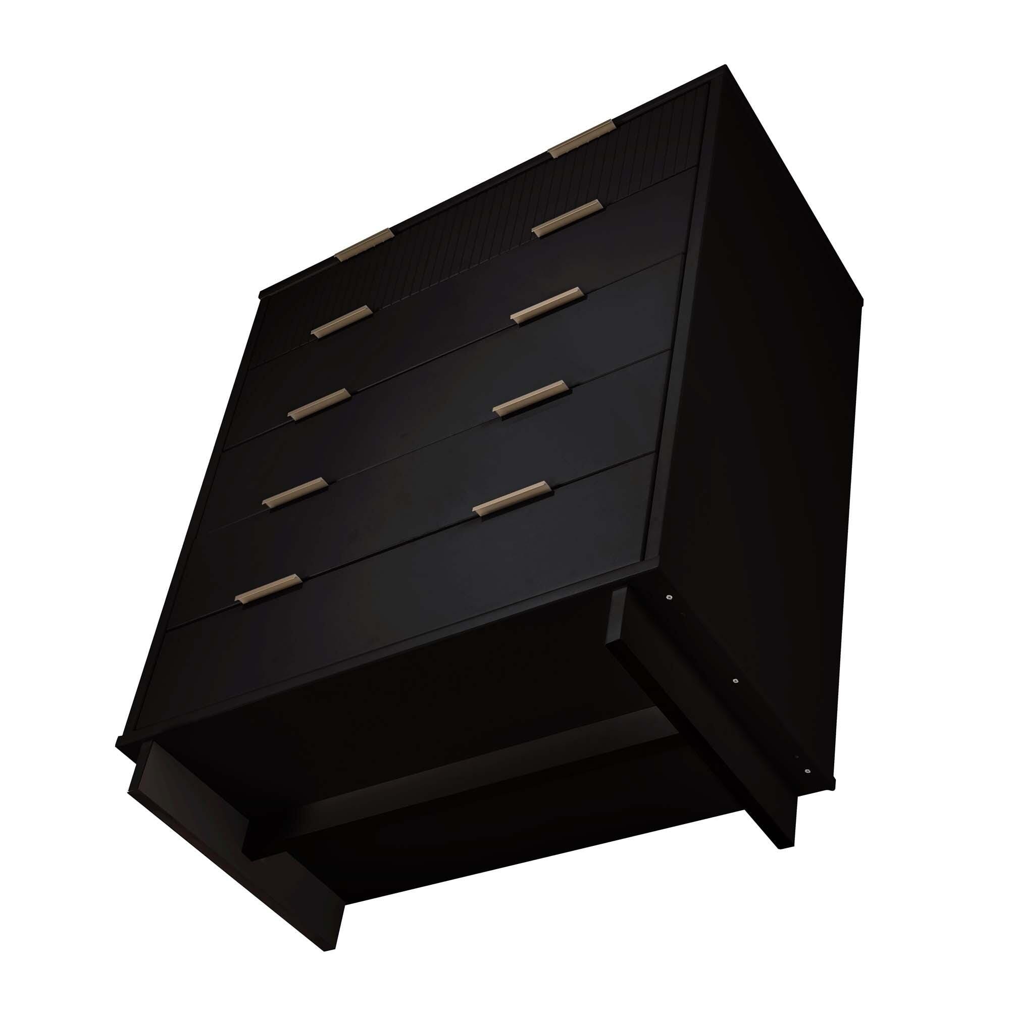 Manhattan Comfort 38" 5 Drawer Dresser, Black, large