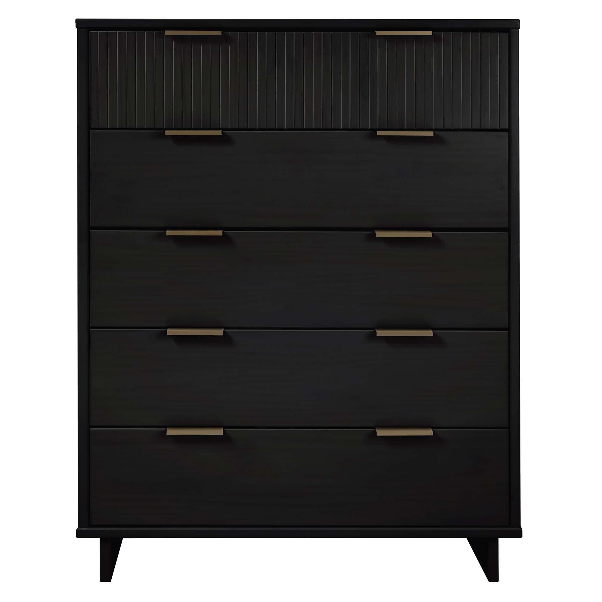 Manhattan Comfort 38" 5 Drawer Dresser, Black, large