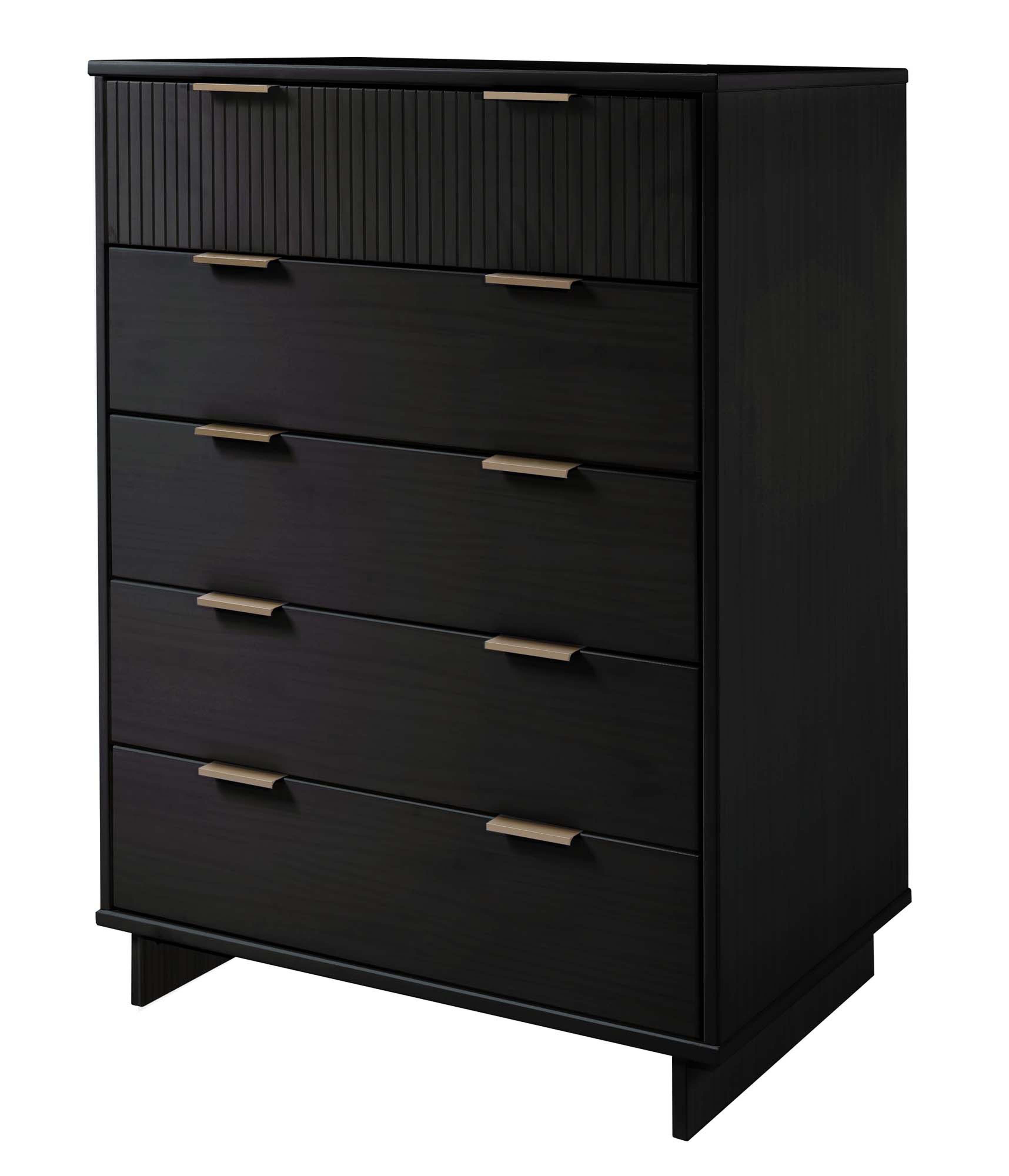 Manhattan Comfort 38" 5 Drawer Dresser, Black, large