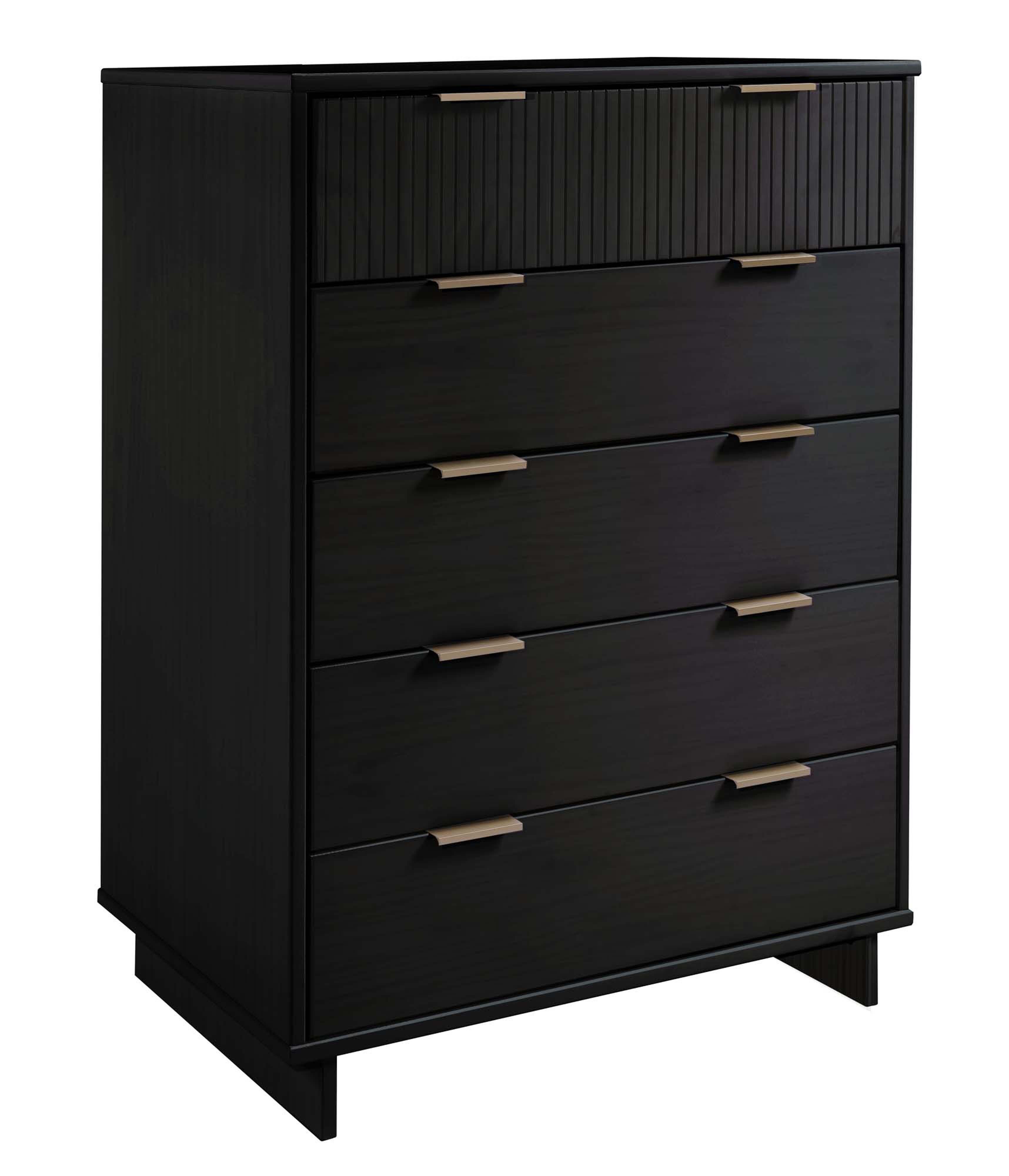 Manhattan Comfort 38" 5 Drawer Dresser, Black, large