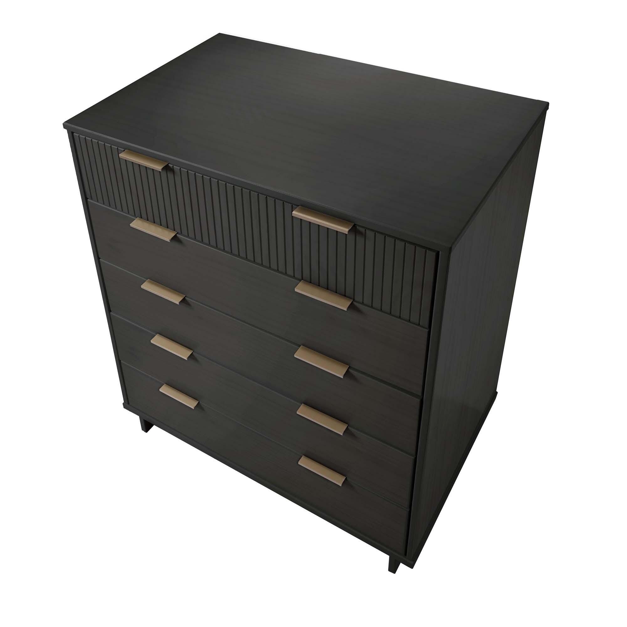 Manhattan Comfort 38" 5 Drawer Dresser, Dark Gray, large
