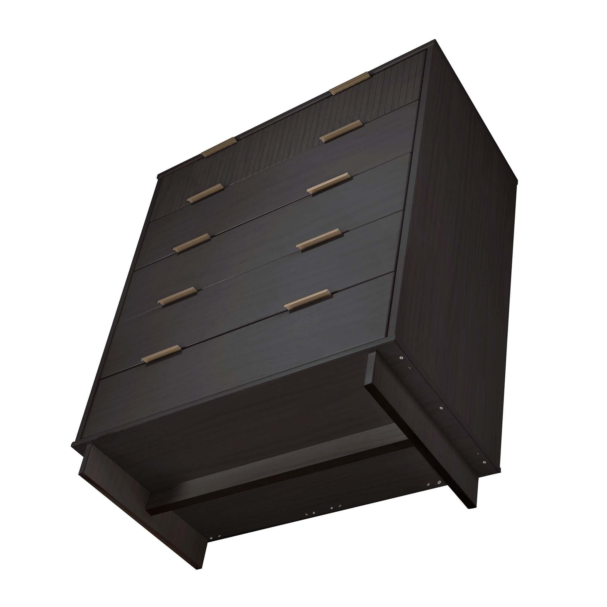 Manhattan Comfort 38" 5 Drawer Dresser, Dark Gray, large