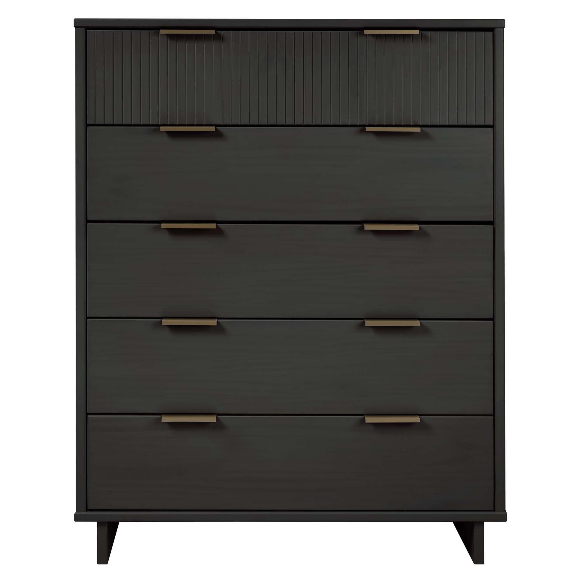 Manhattan Comfort 38" 5 Drawer Dresser, Dark Gray, large